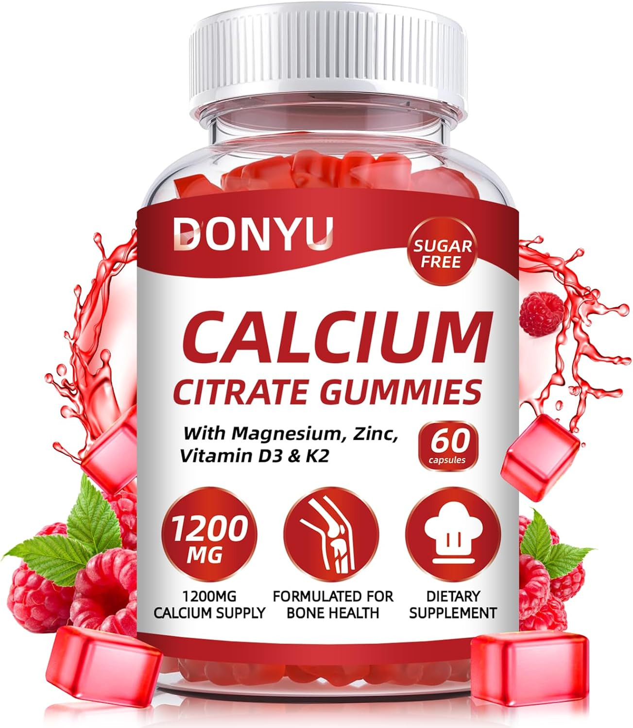 Calcium Citrate 1200mg Gummies with Vitamin D3: with Calcium Magnesium Zinc Vita