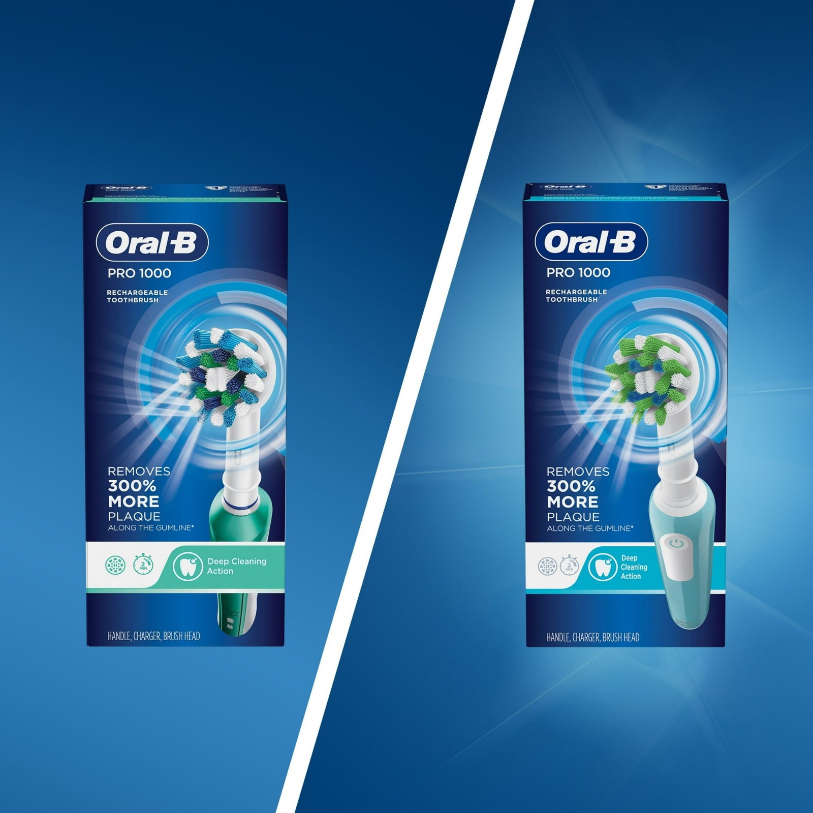 Oral-B 1000 CrossAction Electric Toothbrush Green Rechargeable Free Ship