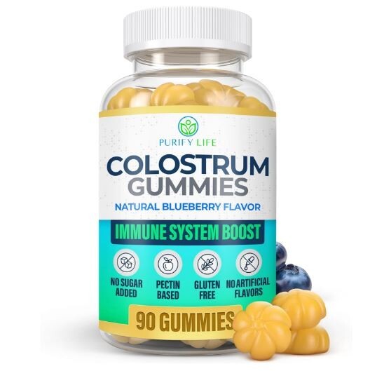 Sugar-Free Colostrum Gummies, Bovine Colostrum for Humans, Grass-Fed 8/2026