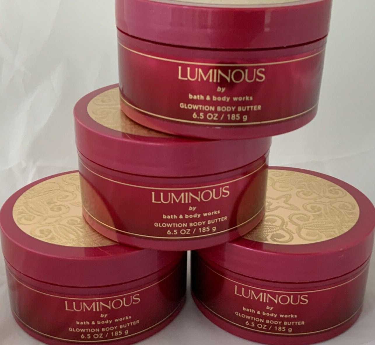 4 (FOUR) LUMINOUS 6.5oz GLOWTION Shea & Cocoa Body BUTTER Bath and Body Works