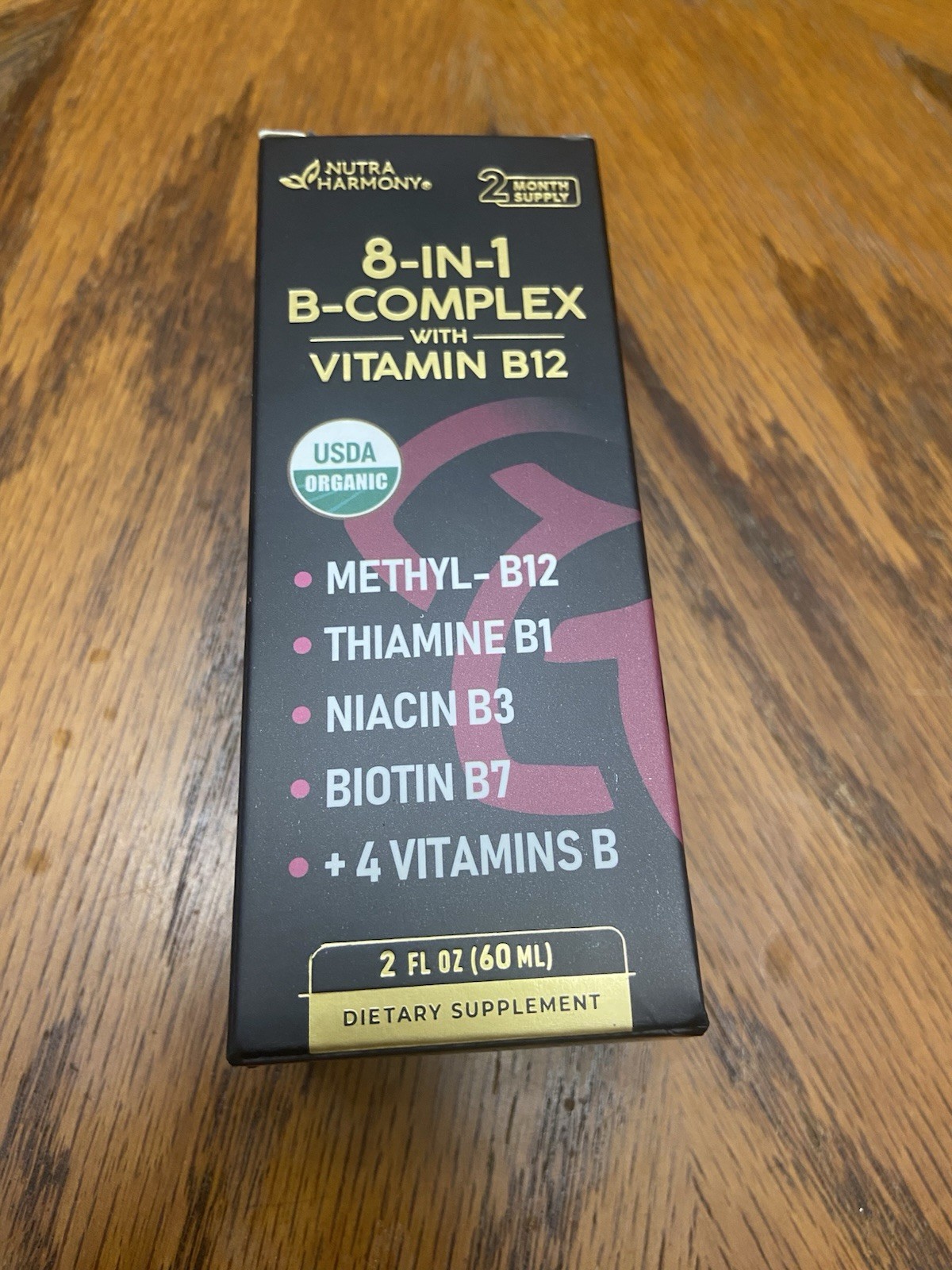 Nutra Harmony 8-in-1 B-Complex Methyl B12 Organic Berry Liquid Drops 2 fl oz