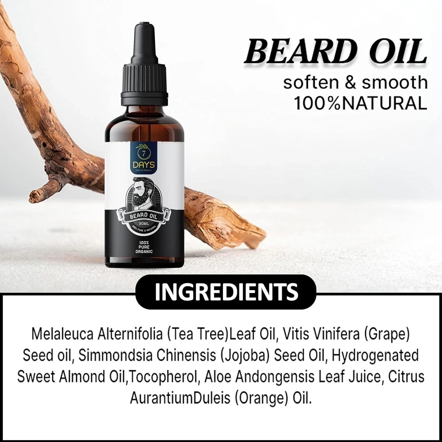 7 Days 100% Result Beard oil for men smooth shine stronger beard hair/ 30ml