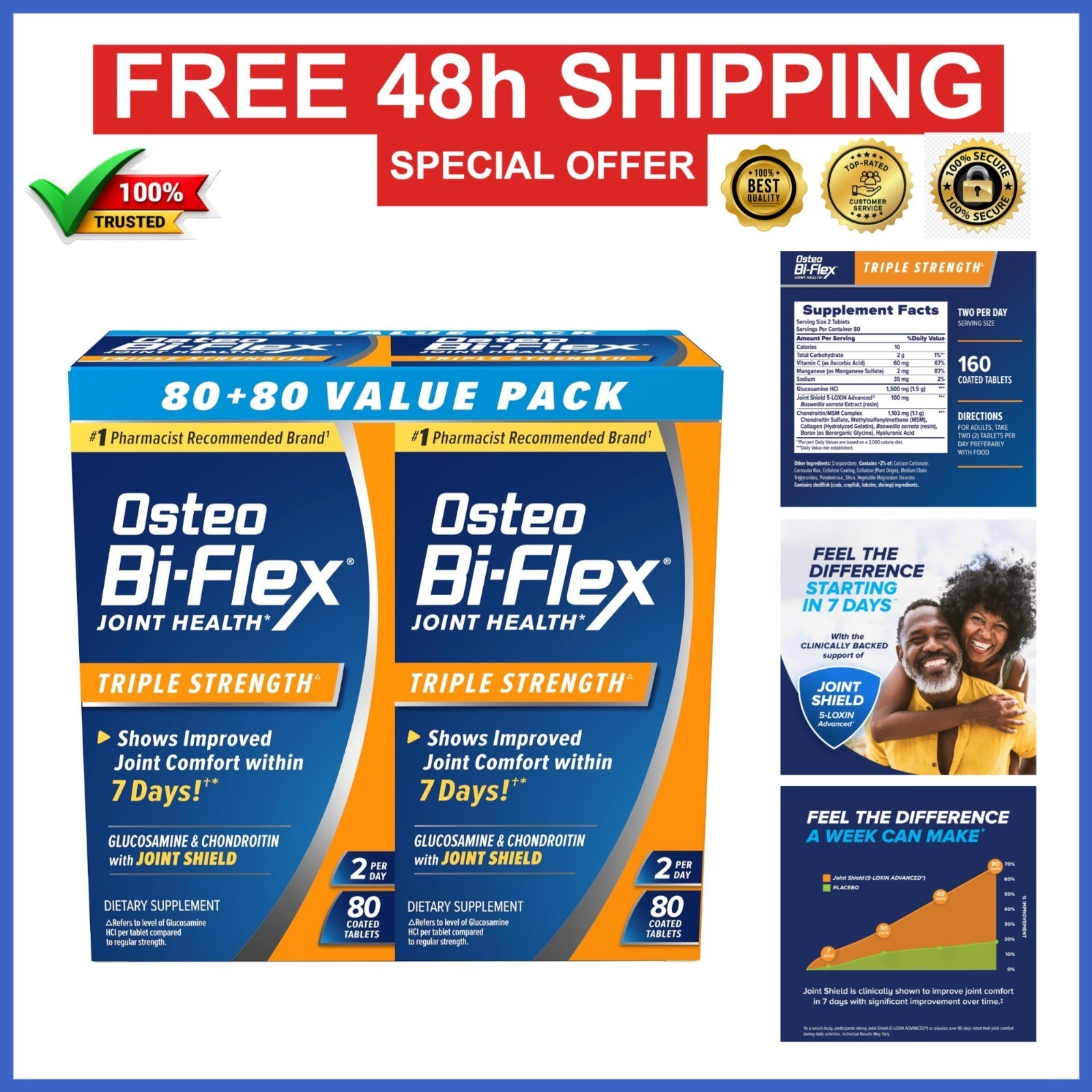 Osteo Bi-Flex Triple Strength Glucosamine Chondroitin 80 Tablets