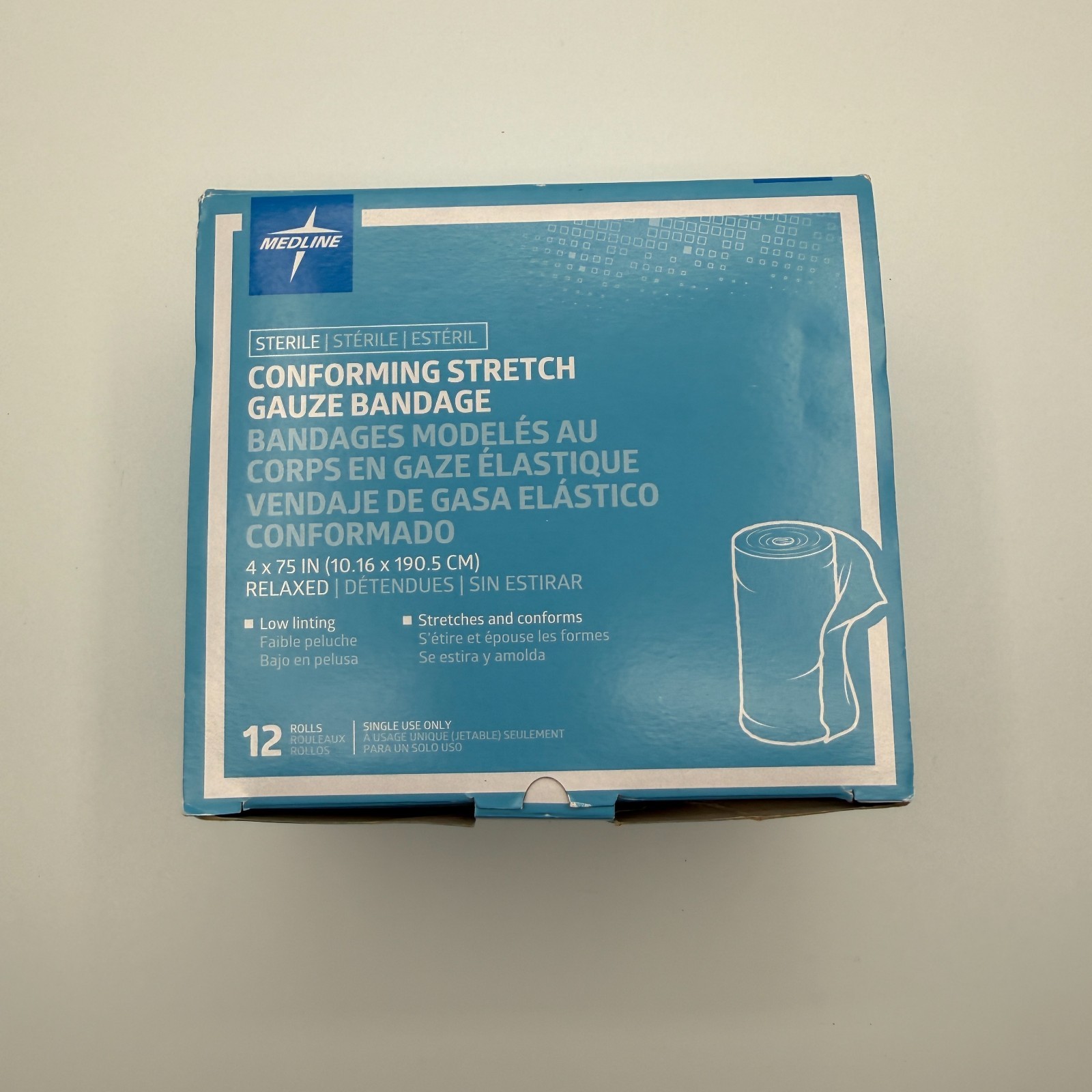 Medline Sterile Conforming Stretch Bandages 4″ x 75″ 12 rolls New in Box (A9-14)