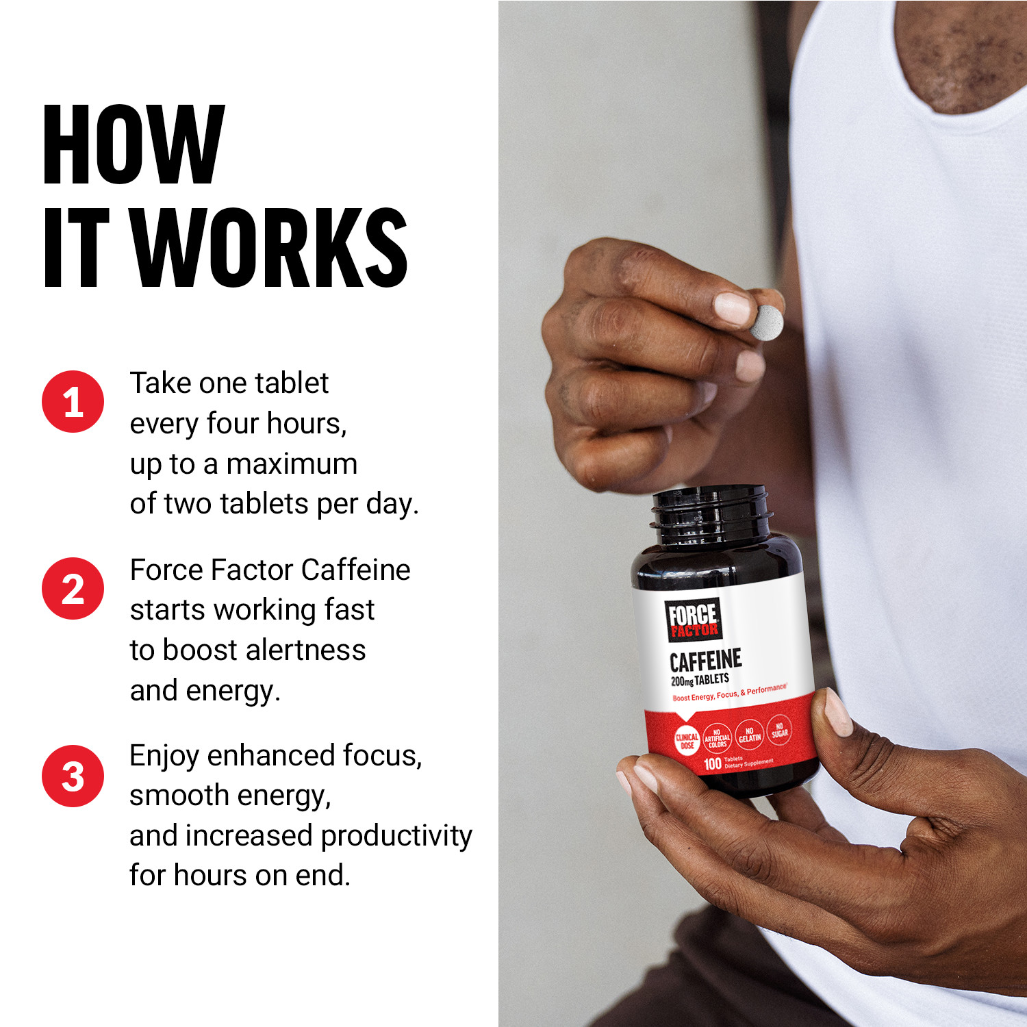 Force Factor Caffeine Pills 200mg Caffeine Tablets to Boost Energy and Endurance