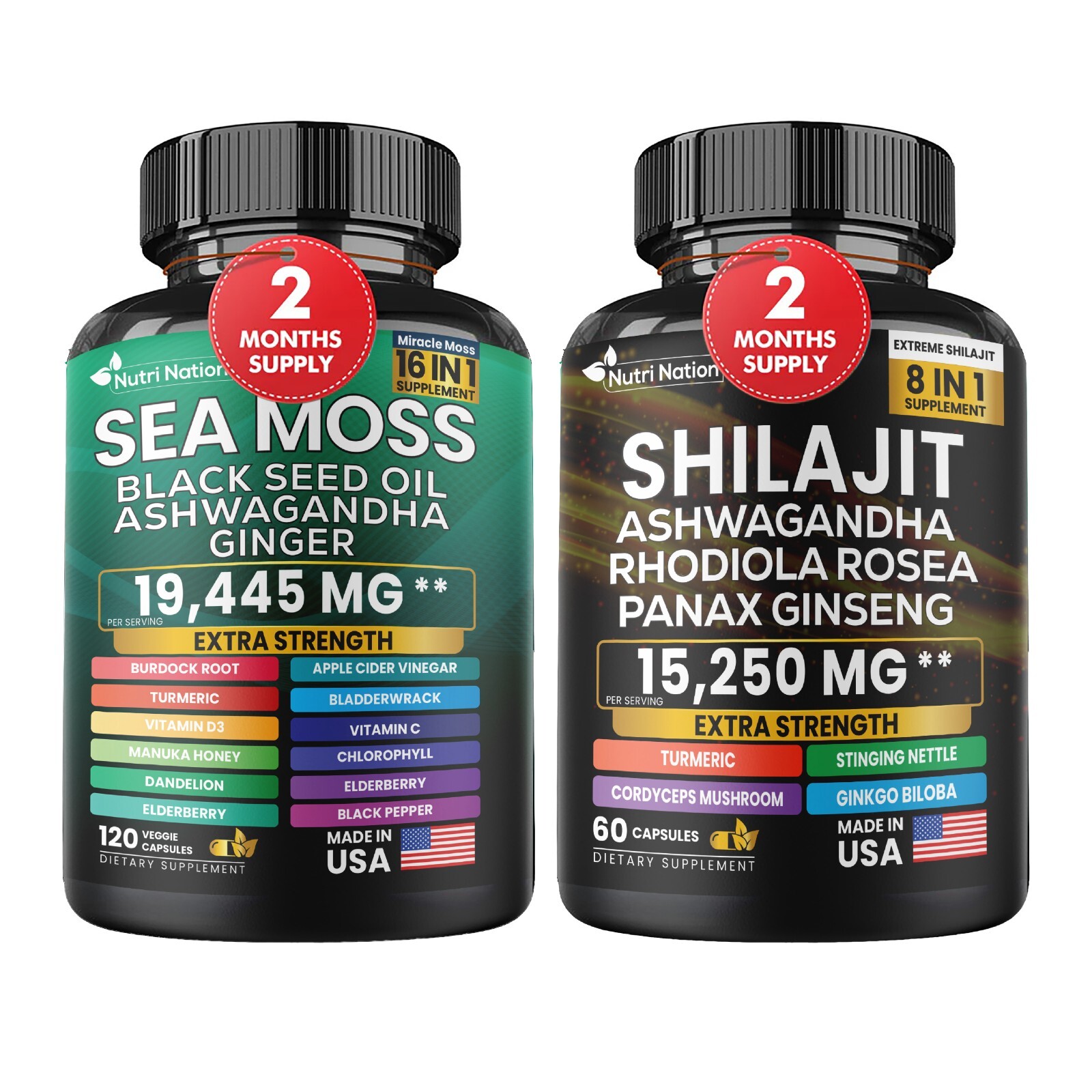 Dynamic Energy Boost Bundle – Sea Moss 7000mg,Black Seed Oil 4000mg/ Shilajit
