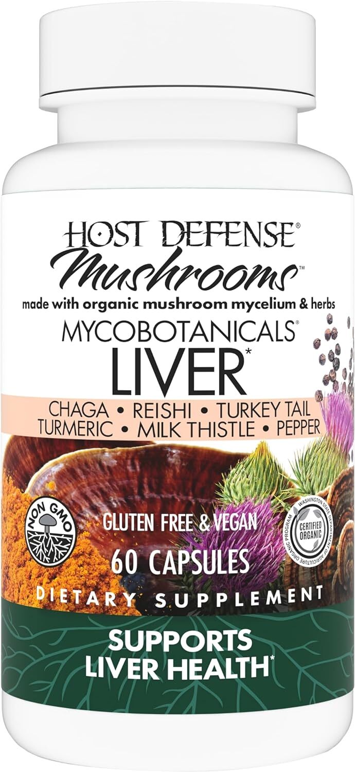Host Defense Liver, Mushroom Supplement for Liver Health 60 caps Exp 1/28