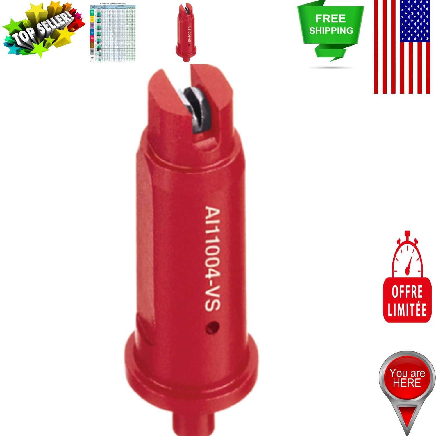110° Red Air Induction Spray Tip – Stainless Steel for Superior Drift Resistance