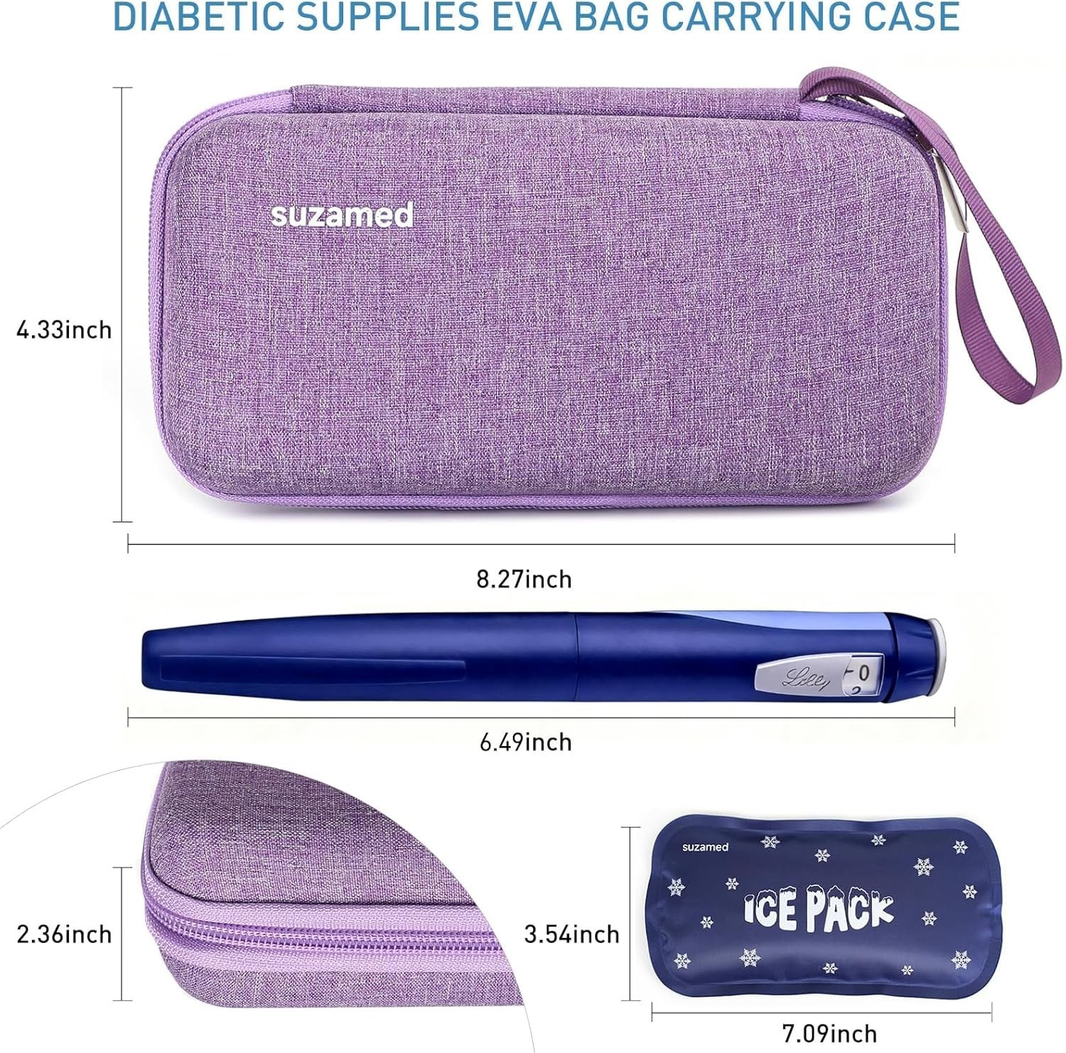 Durable EVA Insulin Travel Case with Large Capacity & 2 Reusable Ice Packs