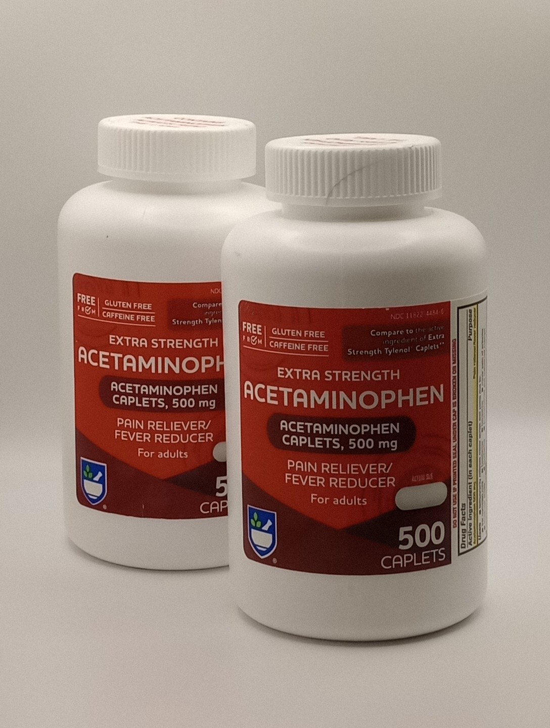 2) Extra Strength Acetaminophen Caplets 500mg Capsule-Shaped Tablets EXP 03/2025