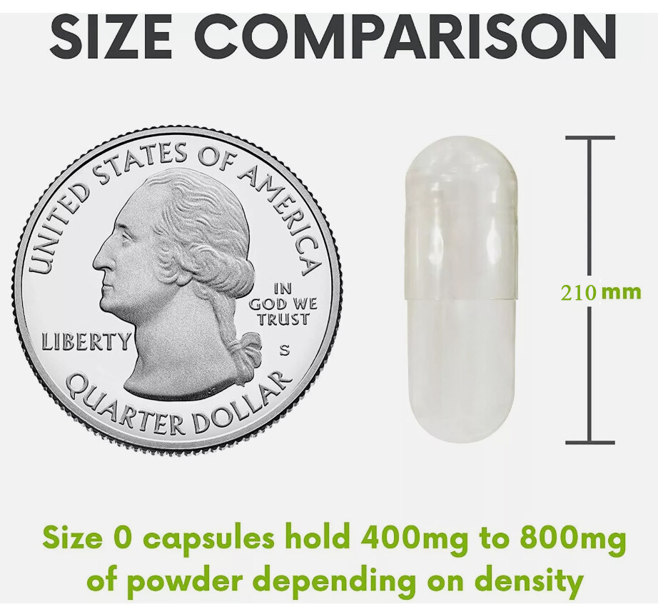 1-10k Size 00 0 1 2 3 4 5 Empty Gel Gelatin Capsules ~Size 00 ~Kosher Colorful