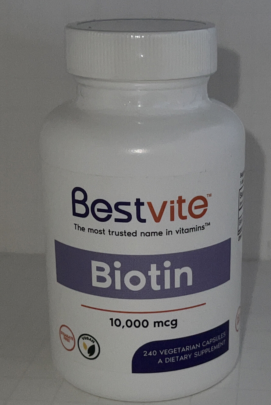 BestVite Biotin 10,000 mg 240 Vegetarian Capsules Expires 03/2025