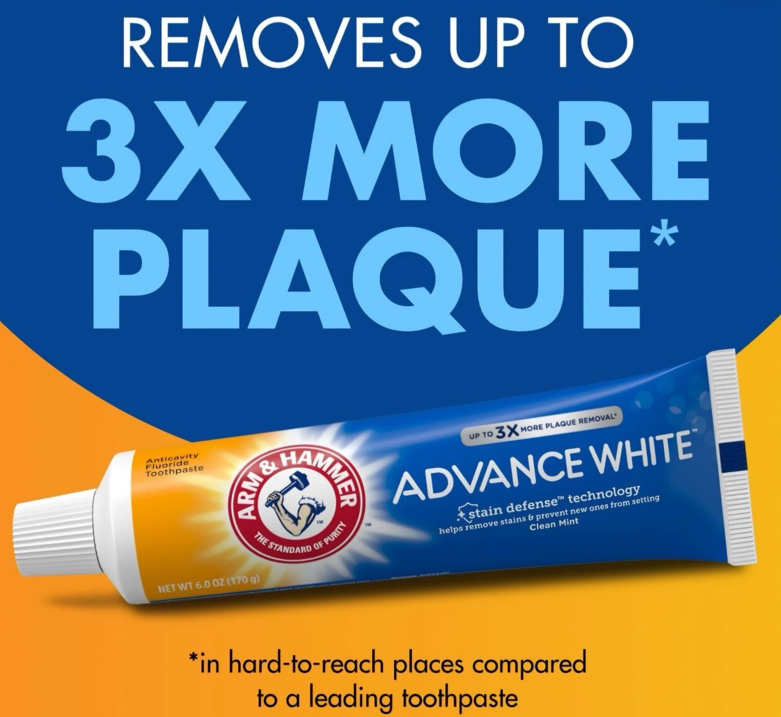 Arm Hammer Advance White Toothpaste Clean Mint Flavor, Stain Defense Technology
