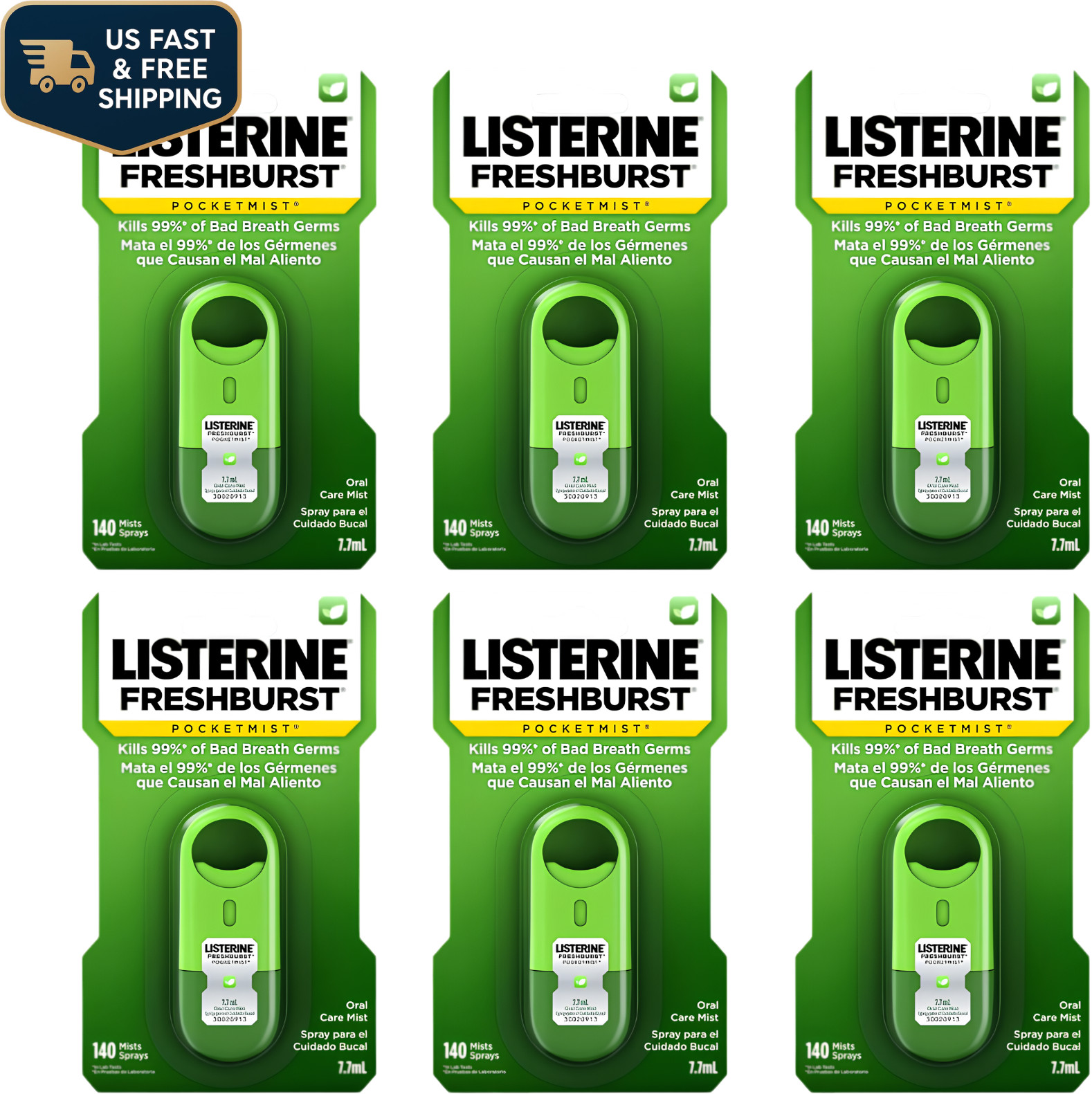 Listerine Pocketmist Breath Spray 6 Pack Freshburst Mouth Care Travel Sugar Free