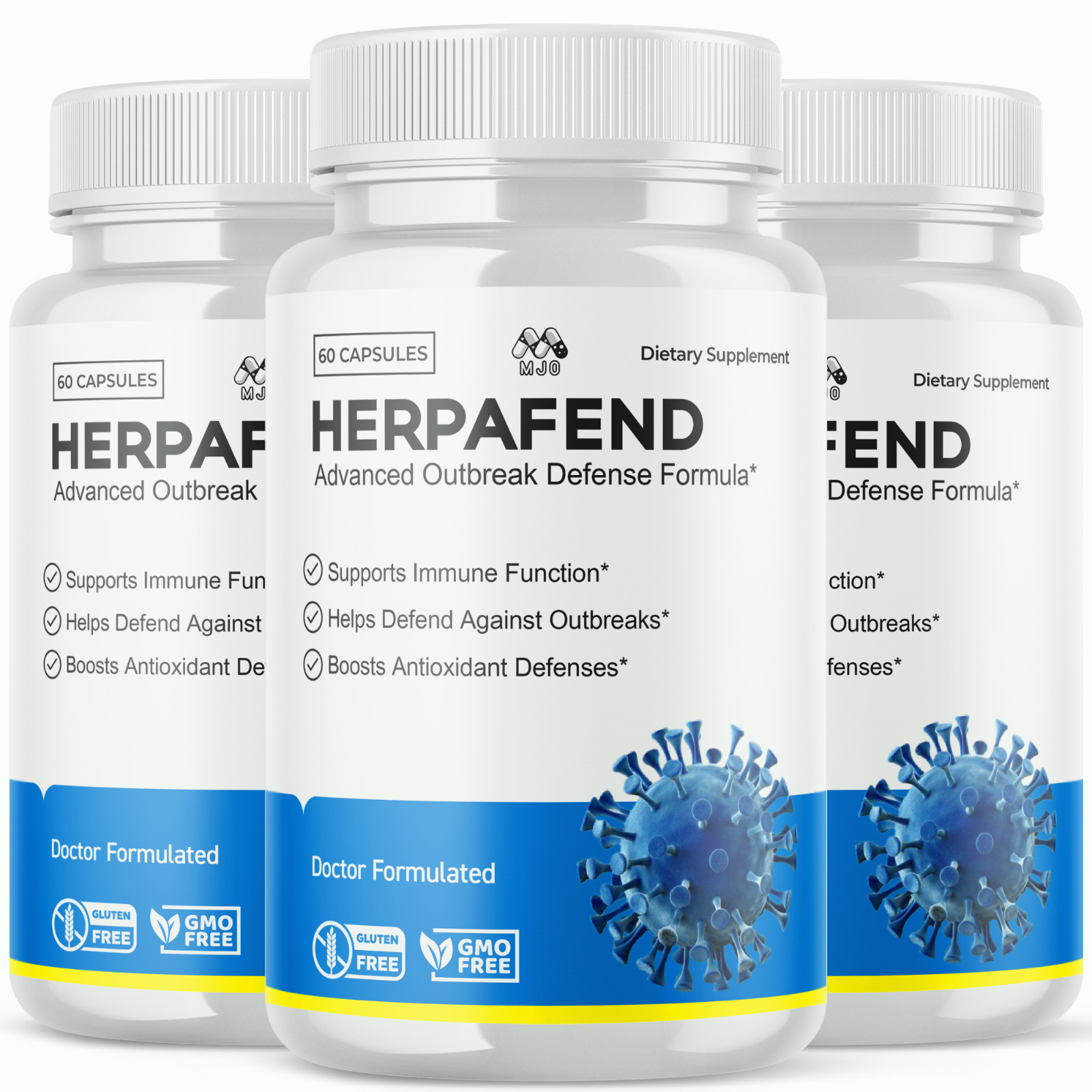 (3 Pack) Herpafend Advanced Formula Skin Health, Herpa Fend Pills (60 Capsules)