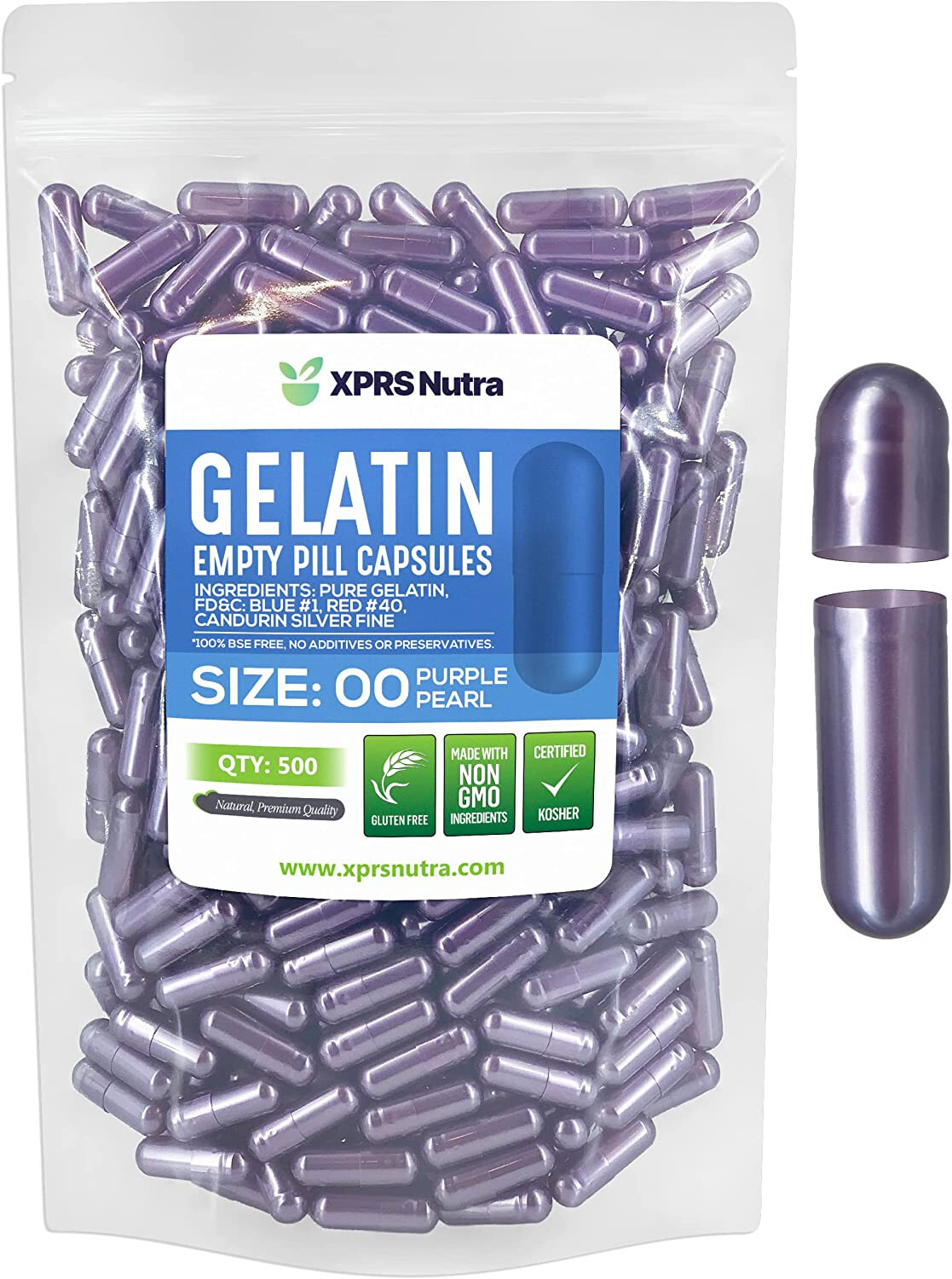 Capsules Express- Size 00 Purple Pearl Empty Gelatin Capsules Gelcaps Pills Caps
