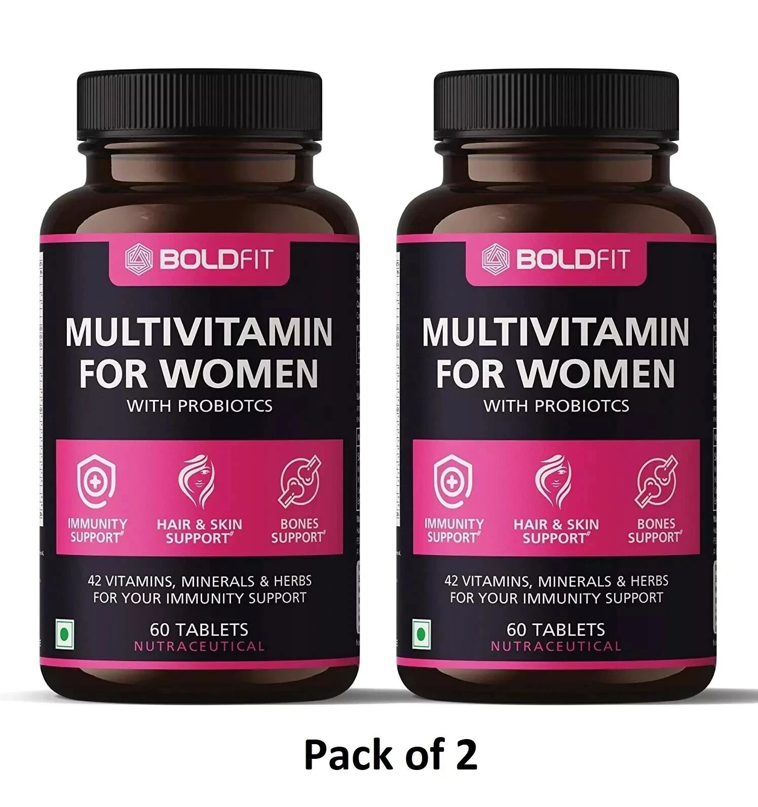 Boldfit Multivitamin For Women With Probiotics immunity 60 tablets Pack of 2