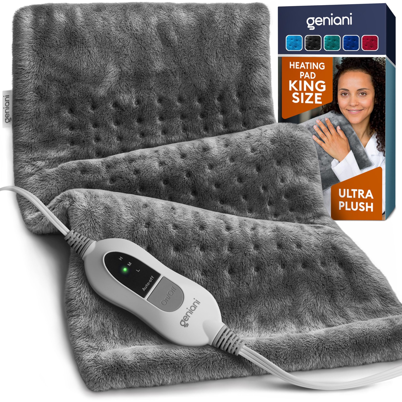 GENIANI Electric Heating Pad for Back Pain & Cramps Relief, Electric Throw,