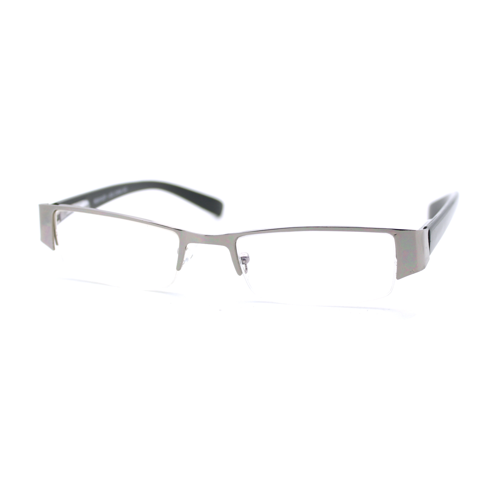 Magnified Reading Glasses Rectangular Half Rim Spring Hinge Frame 48-18-132