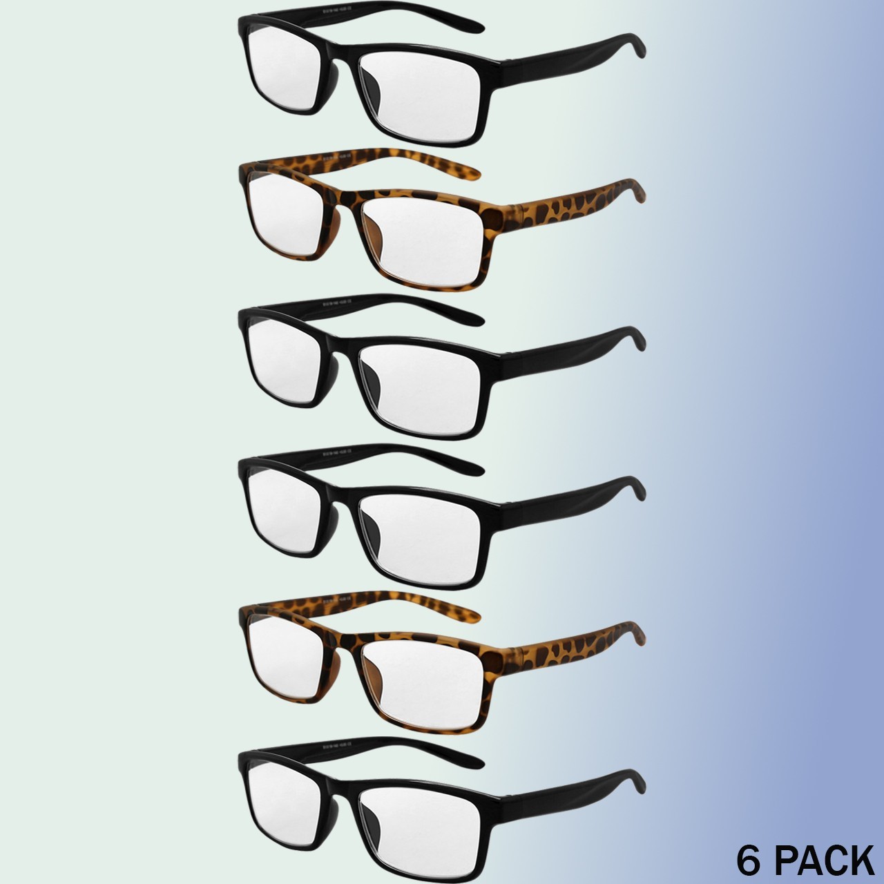 Mens Womens Reading Glasses 6 PACK Square Frame Readers Unisex Style Specs NEW