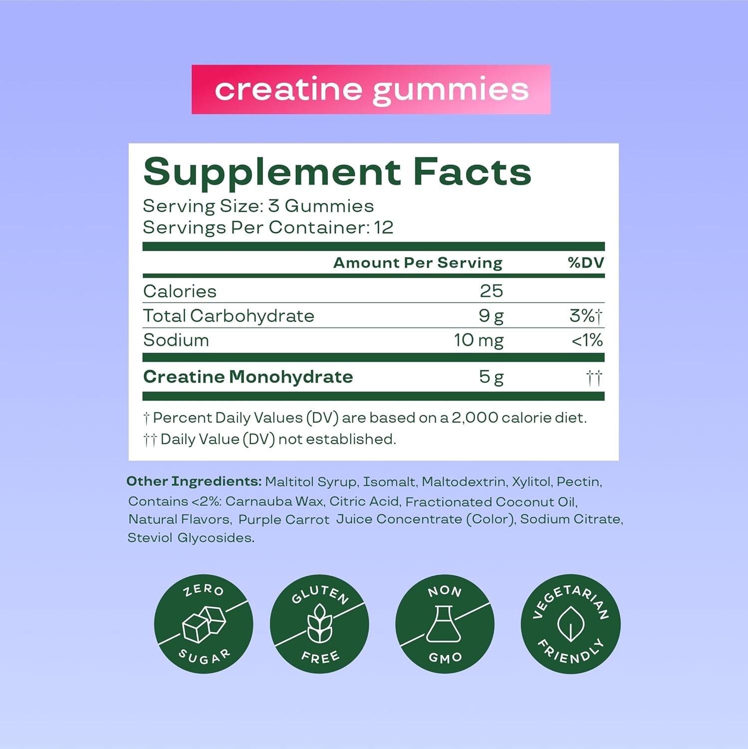 Bloom Creatine Monohydrate Gummies, 5g Per Serving, Sugar Free Creatine Gummy