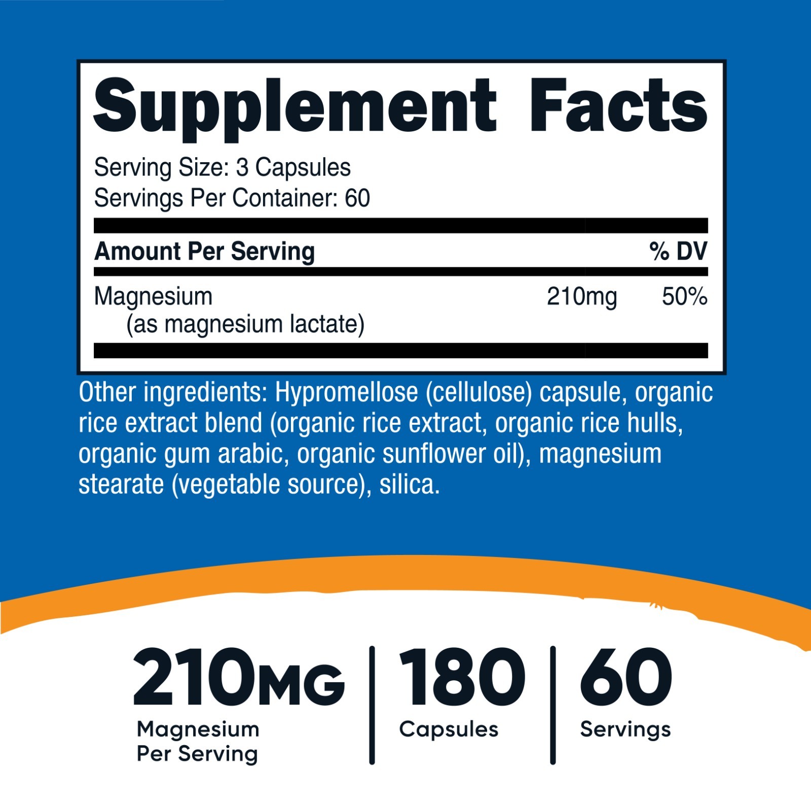 Nutricost Magnesium Lactate (210mg) 180 Capsules – Vegan, GMO-Free, Gluten-Free
