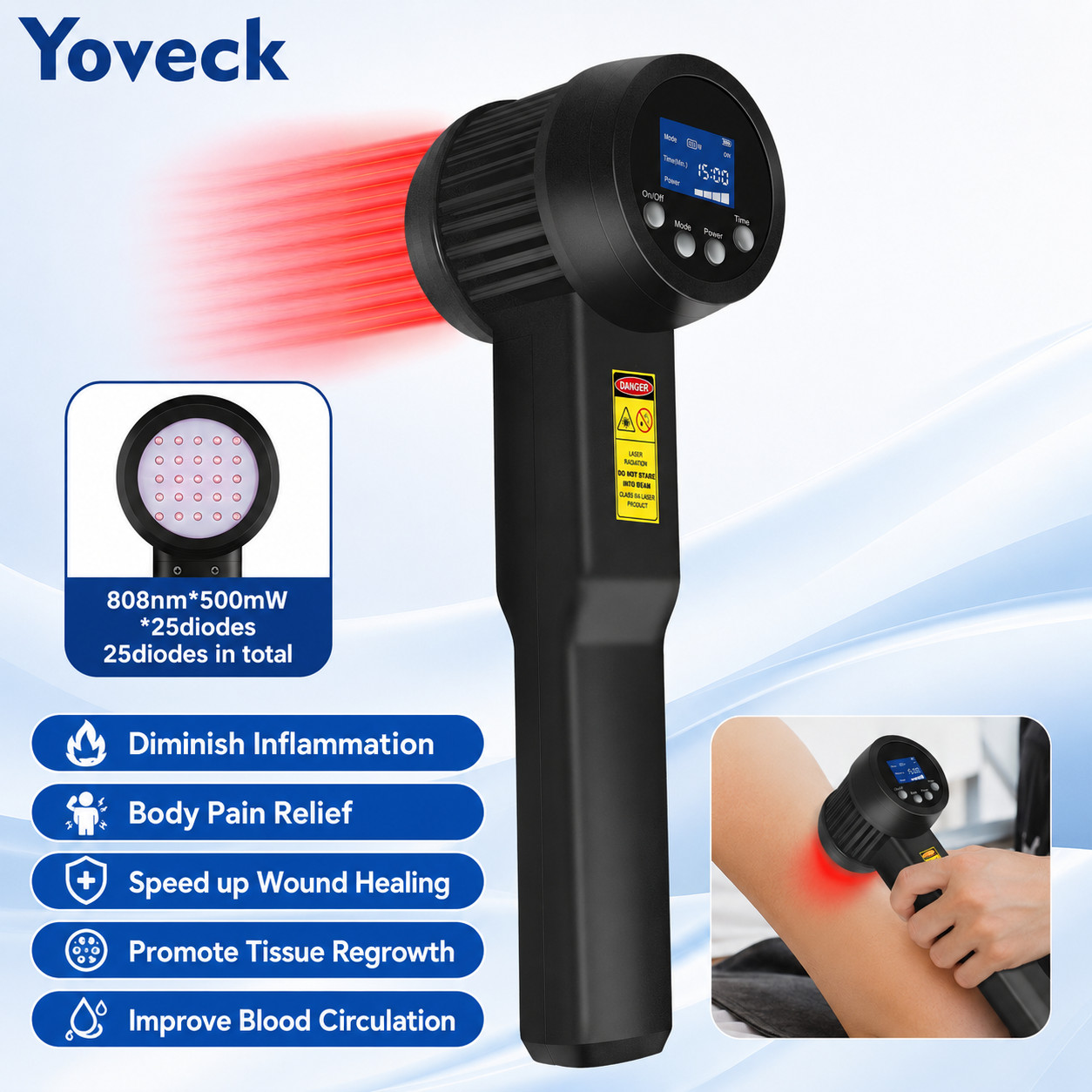 10W 808nm 25 Diodes Class IV Cold Laser Therapy Device for Arthritis Pain Relief