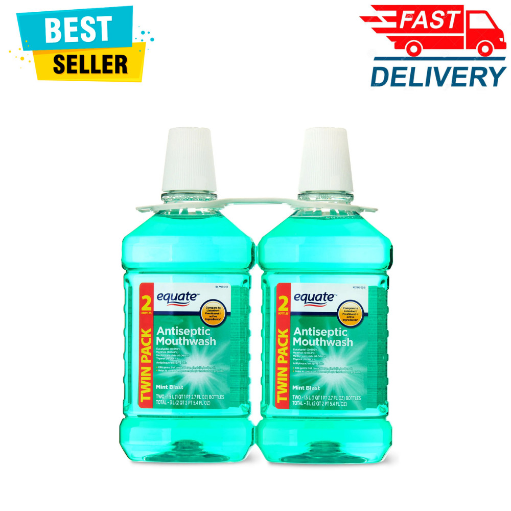 Equate Antiseptic Mouthrinse, Mint Blast Scent, 2 Bottles, 2 x 1.5 Liters – NEW