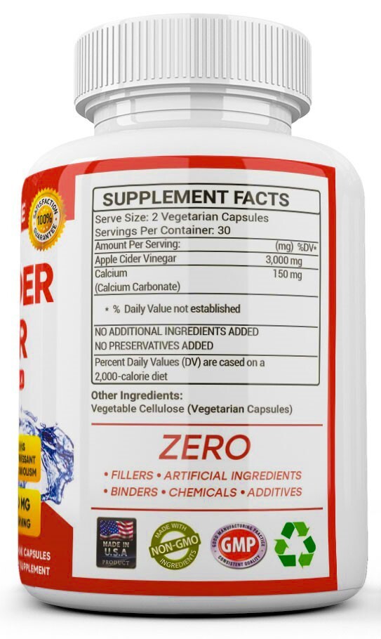 3 X Pure APPLE CIDER VINEGAR ACV 3000mg PURE WEIGHT LOSS FAT BURNER Diet Pills