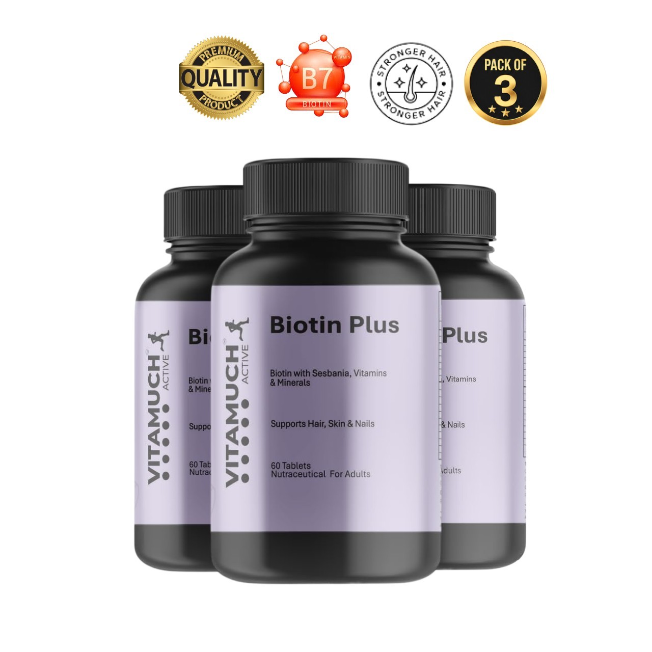 Vita.much Biotin Plus 60 Tablets Pack of 3 Hair Support