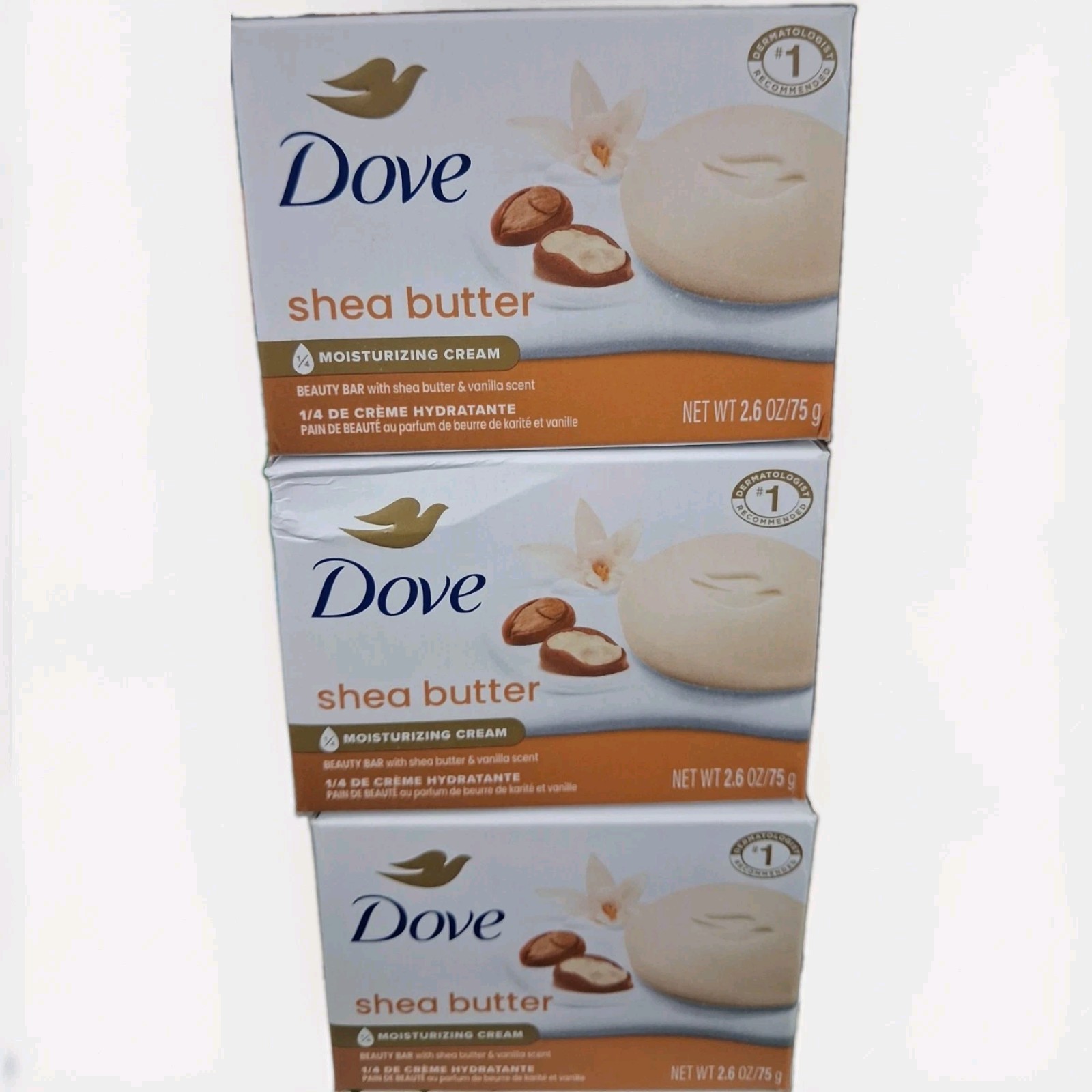 Dove Shea Butter Moisturizing Cream, Vanilla Scent, 2.6 oz (75 g)