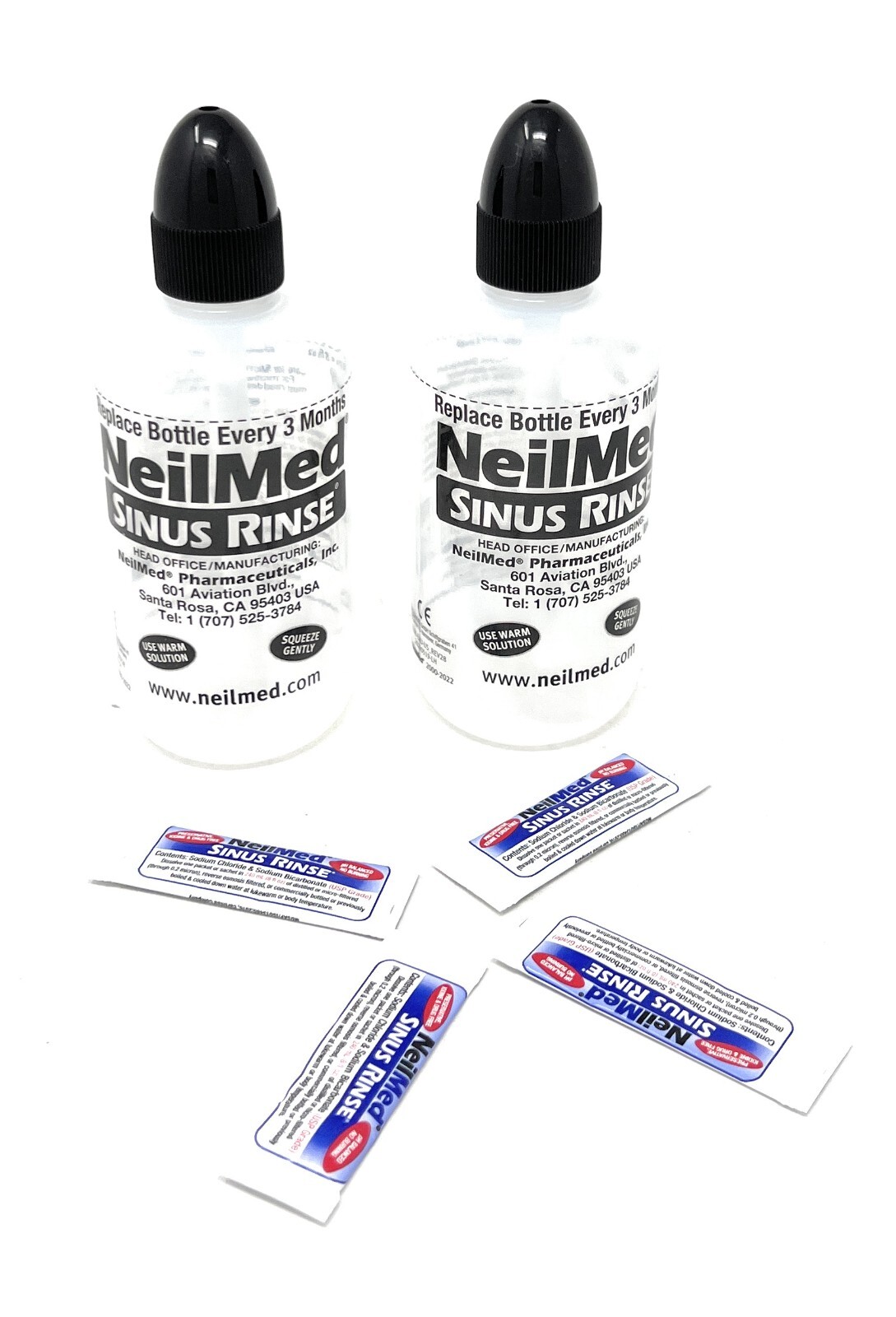 NeilMed Sinus Rinse 2 Bottles 8 oz + 4 Packet Exp: 11/2026 Natural Sinus Relief