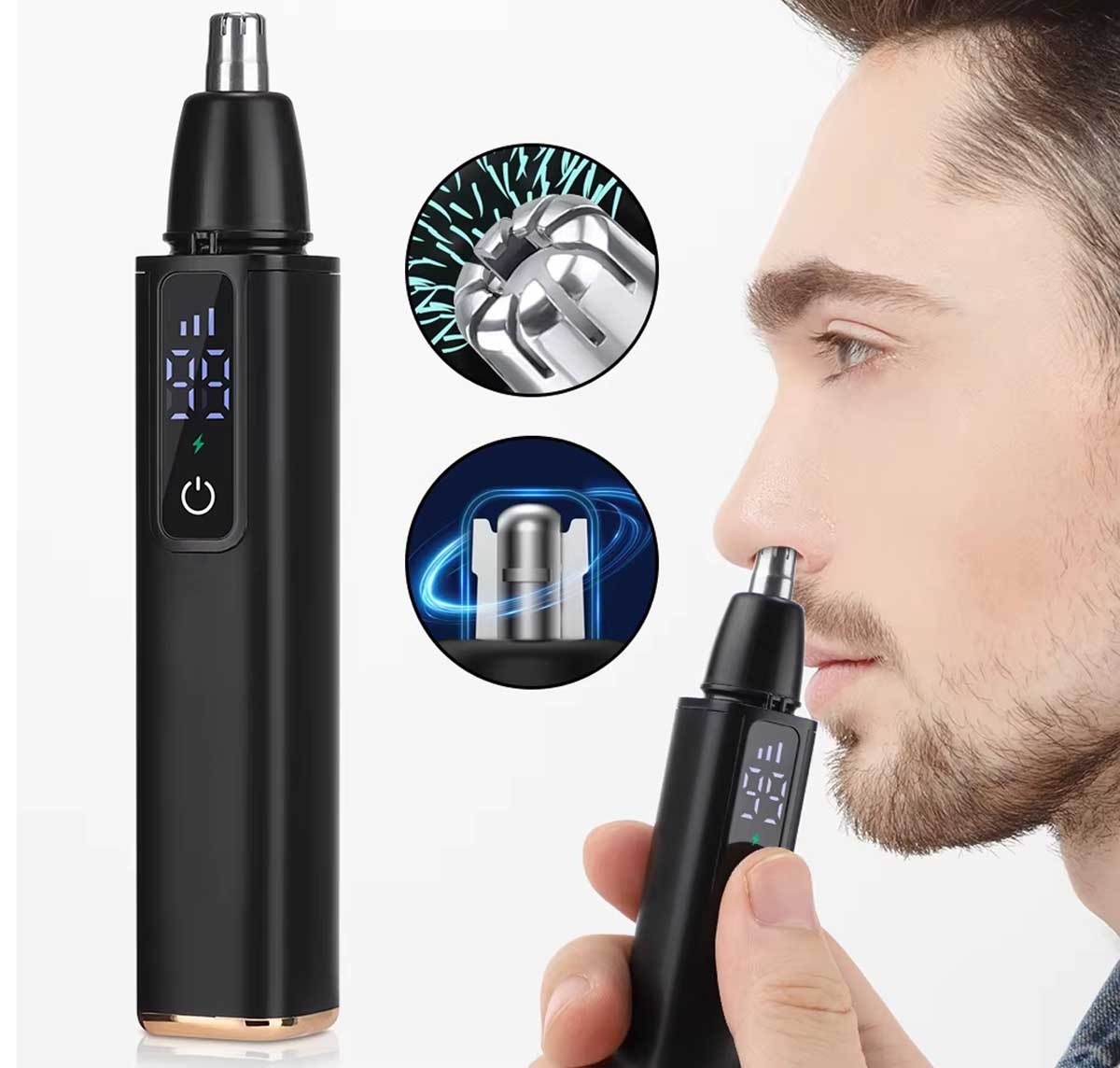 Ear and Nose Hair Trimmer with LED indicator USB Rechargeable Water Resistant