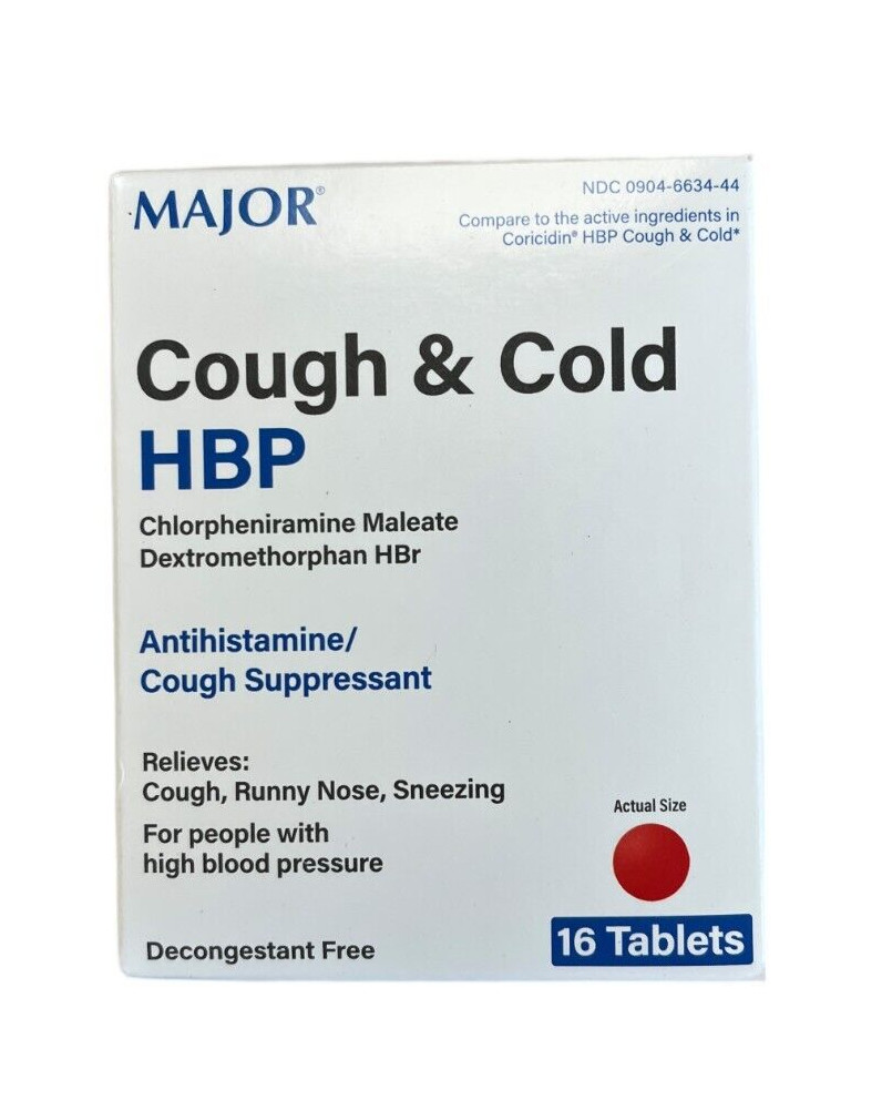 Major COUGH & COLD HBP ( for HIGH BLOOD PRESSURE ) 16 tabs ^