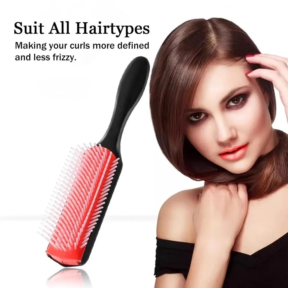 9-Rows Detangling Hair Brush Denman Detangler Hairbrush Scalp Massager Straight