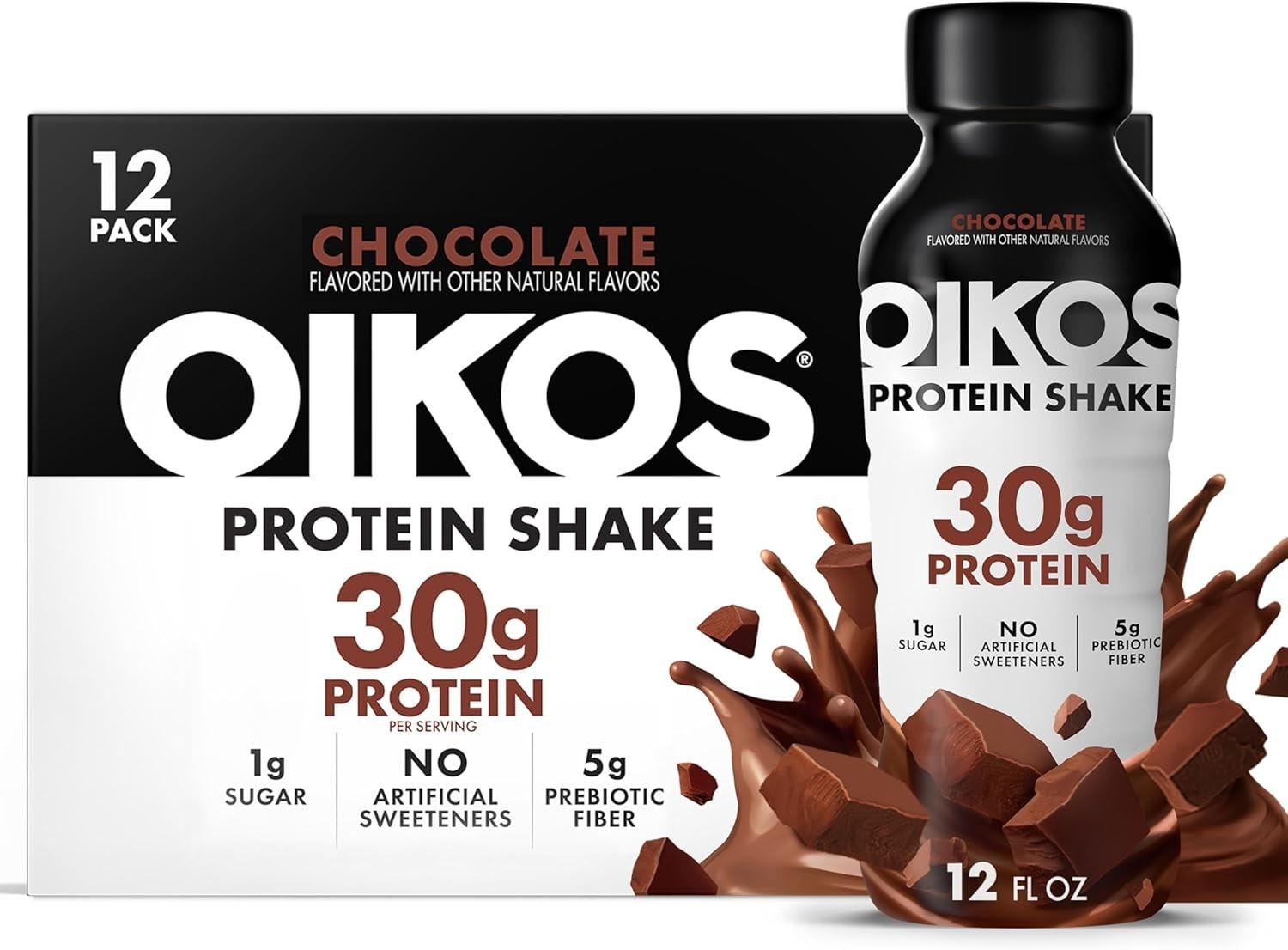 Oikos Protein Shake, Chocolate30g High Protein DrinksReady12fl oz Bottle12Count​