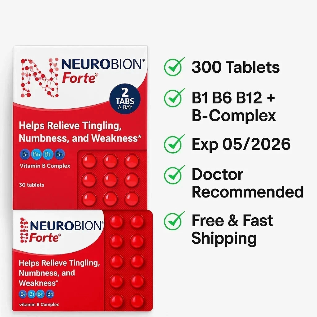 Neurobion Forte 300 Tabs | B1 B6 B12 B-Complex Supplement | Exp 05/2026 | USA