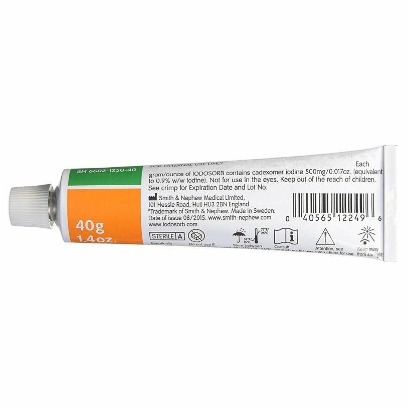 *4-Packs* Smith & Nephew Iodosorb Wound Cadexomer Iodine Gel 1.4 Oz 6602125040