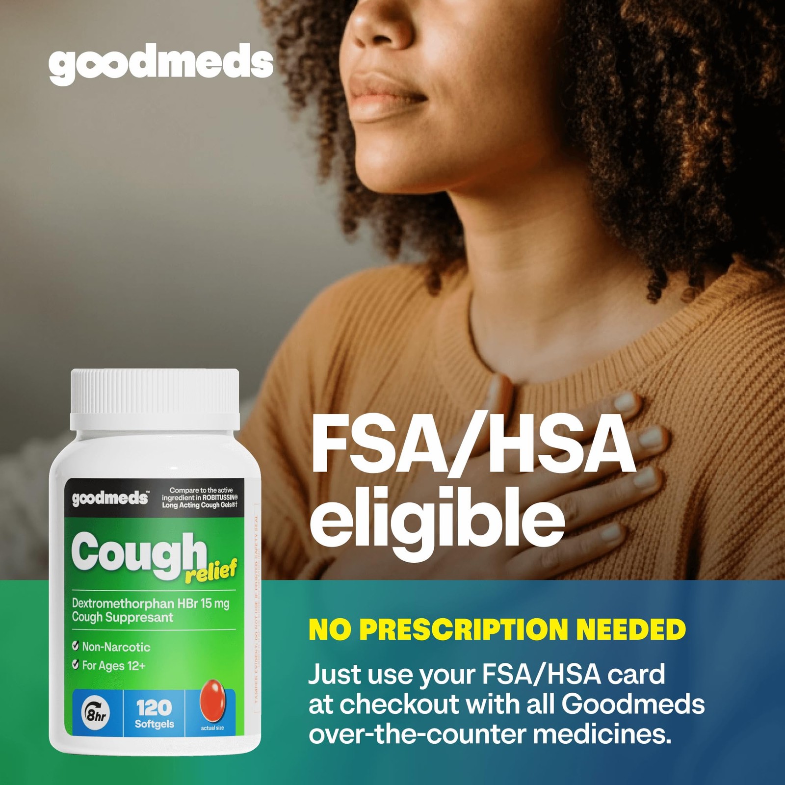 Cough for Adults Softgels Dextromethorphan HBr (DXM) 15mg 8Hour, Non-Drowsy, …
