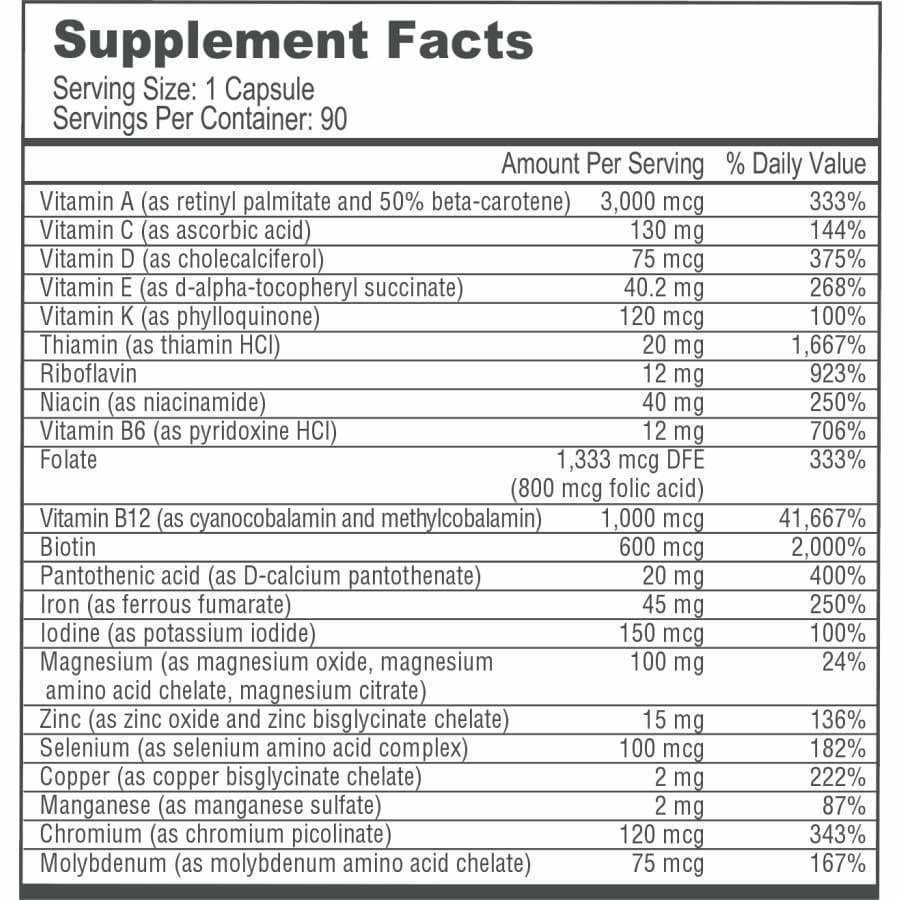 BariatricPal Multivitamin ONE “1 per Day!” Veggie Capsule with 45mg Iron