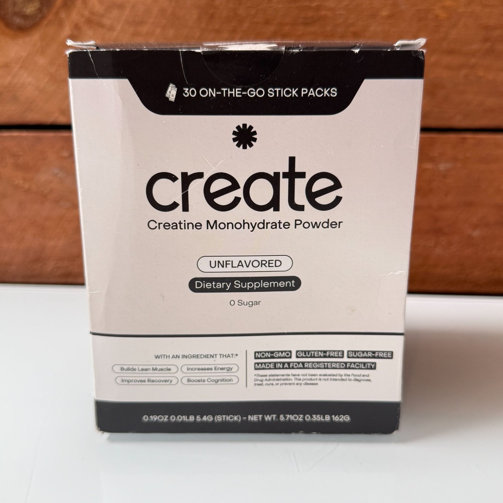Create Creatine Monohydrate Powder Unflavored 30 Stick Packs 162g Supplement New