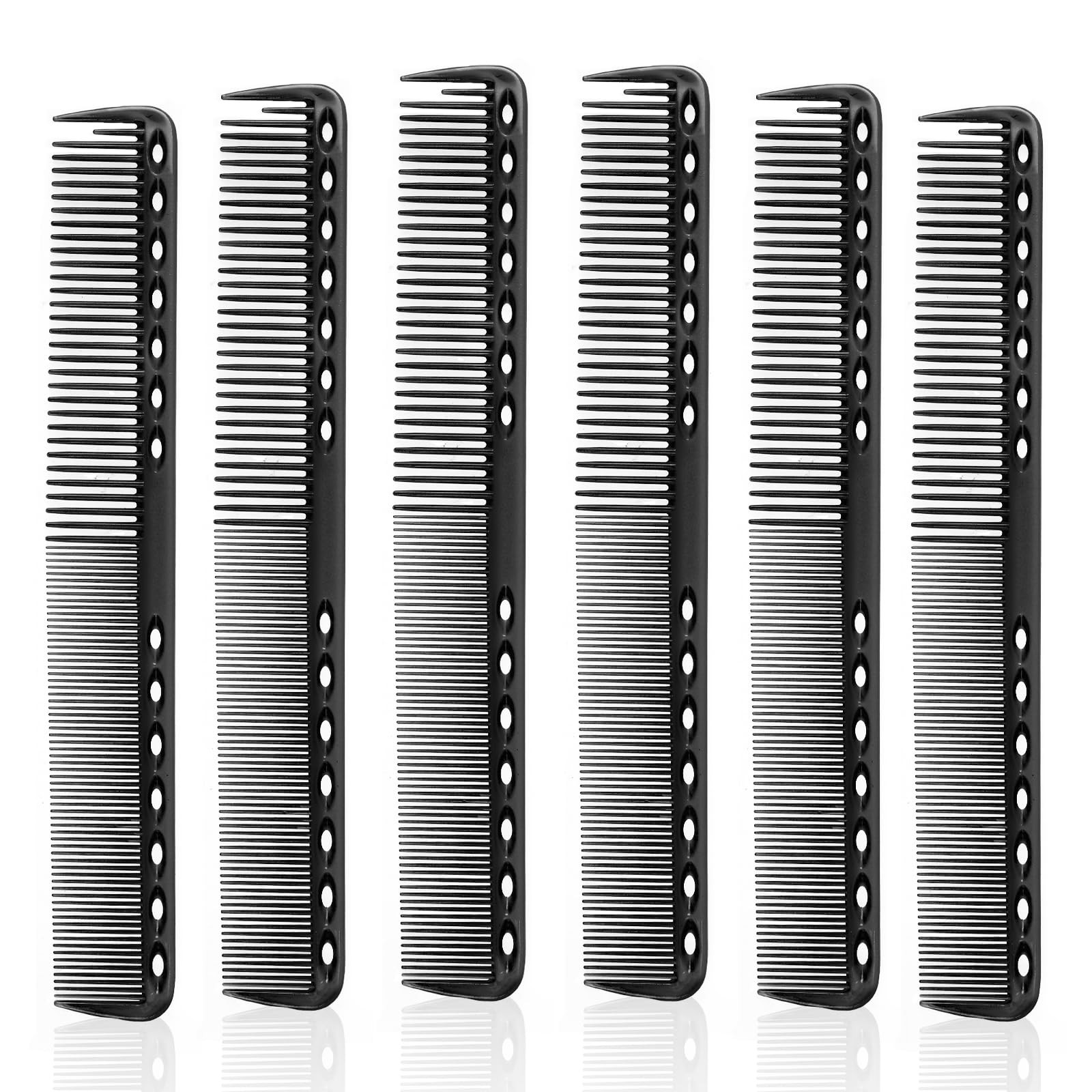 Salbsever 6PC Carbon Fiber Cutting Comb – 17.9×2.4cm/7.04×1 Inch, Black