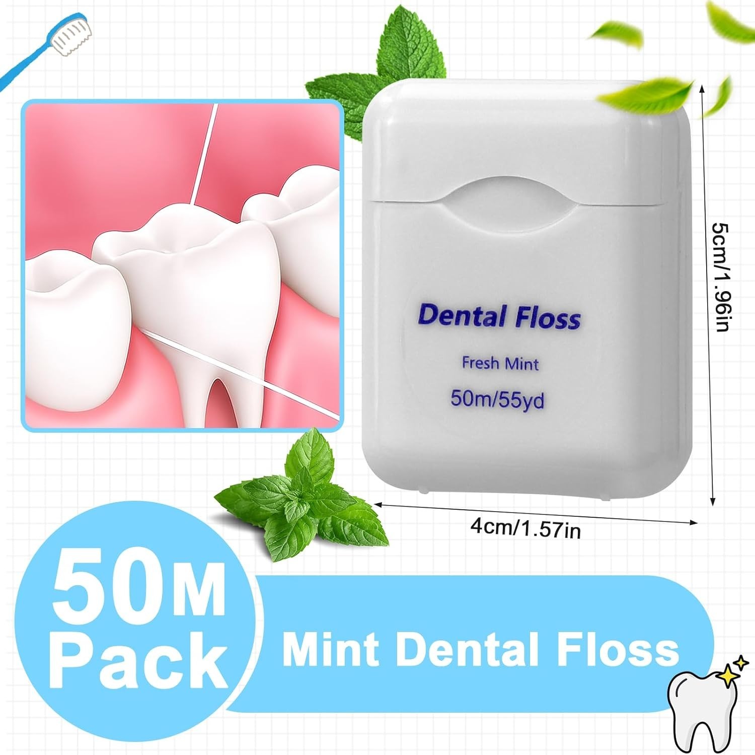 100 Pack Dental Floss Bulk Mint Flavored Floss Travel Oral Care Dental Floss …