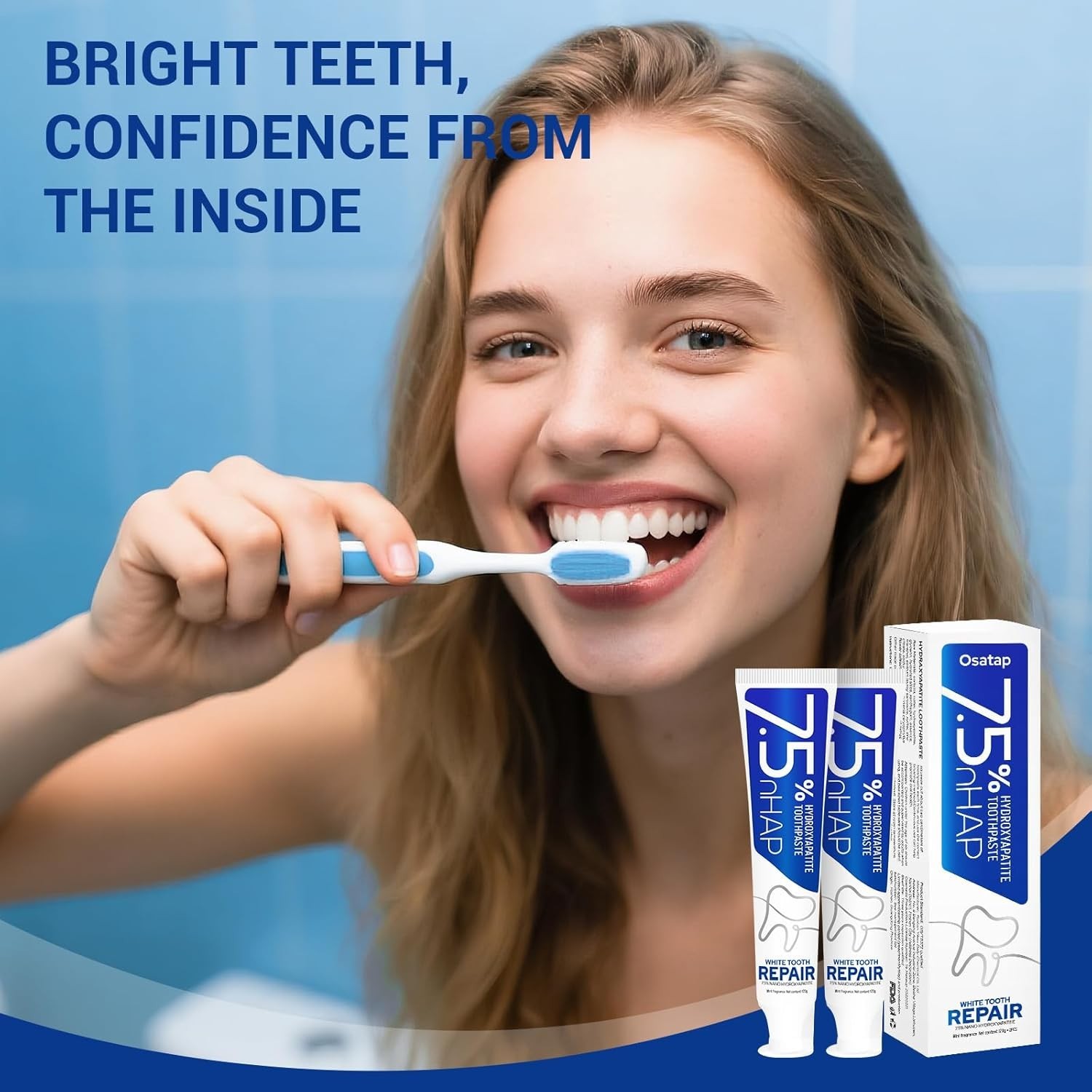 Nano Hydroxyapatite Toothpaste 7.5% Fluoride Free Whitening Sensitive Teeth Mint