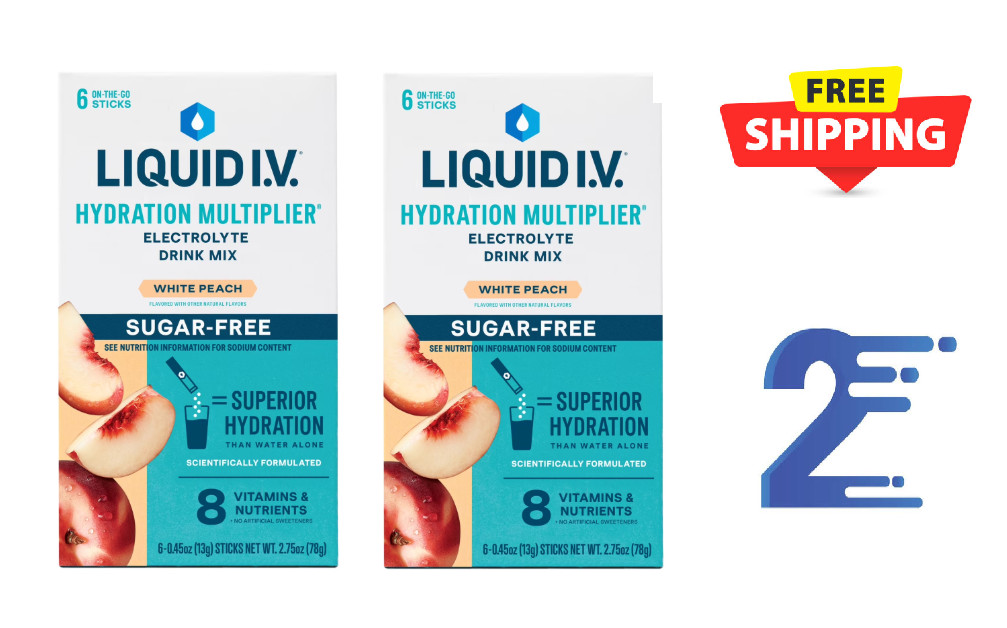 Liquid I.V. Hydration Multiplier Electrolyte Drink Mix White Peach 12 packets