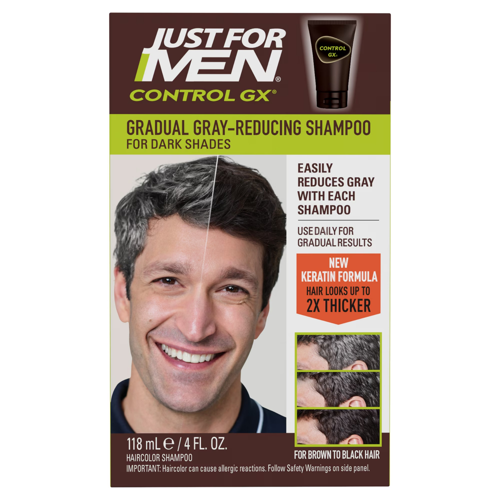 Just For Men Control GX Grey Reducing Shampoo, Gradually Colors Hair 4 Fl Oz …