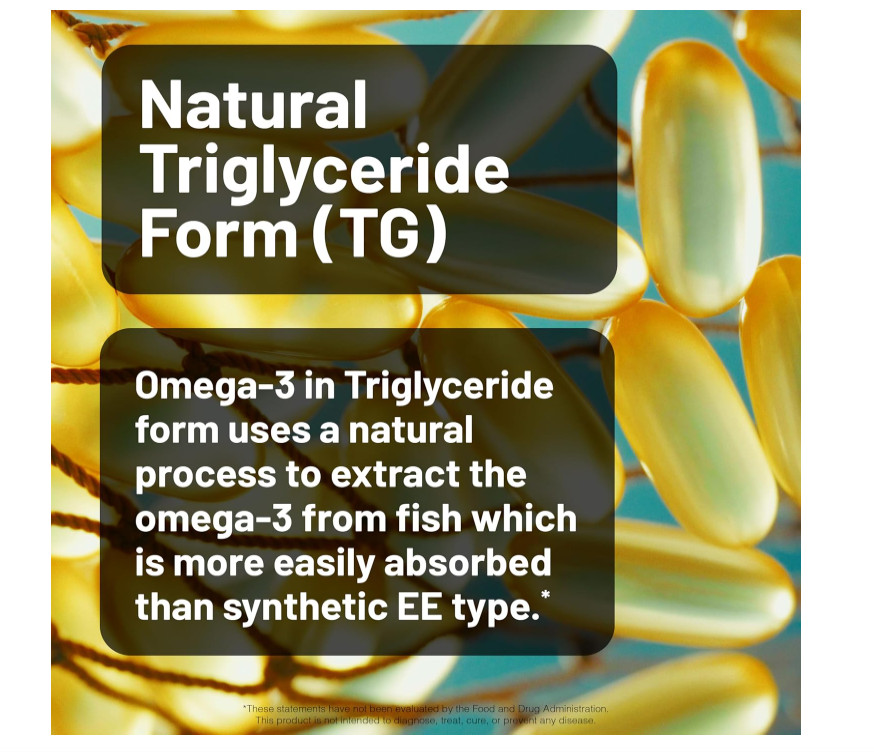 Triglyceride Omega 3 Fish Oil 2200mg 60 Softgels Lemon Flavor EPA DHA Non-GMO US