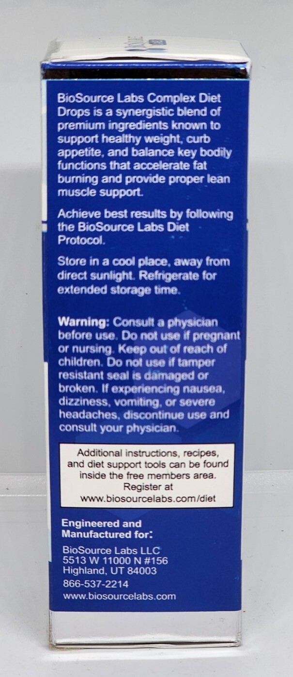BioSource Labs Complex Diet Drops Full Strength Natural Weight Management Drops