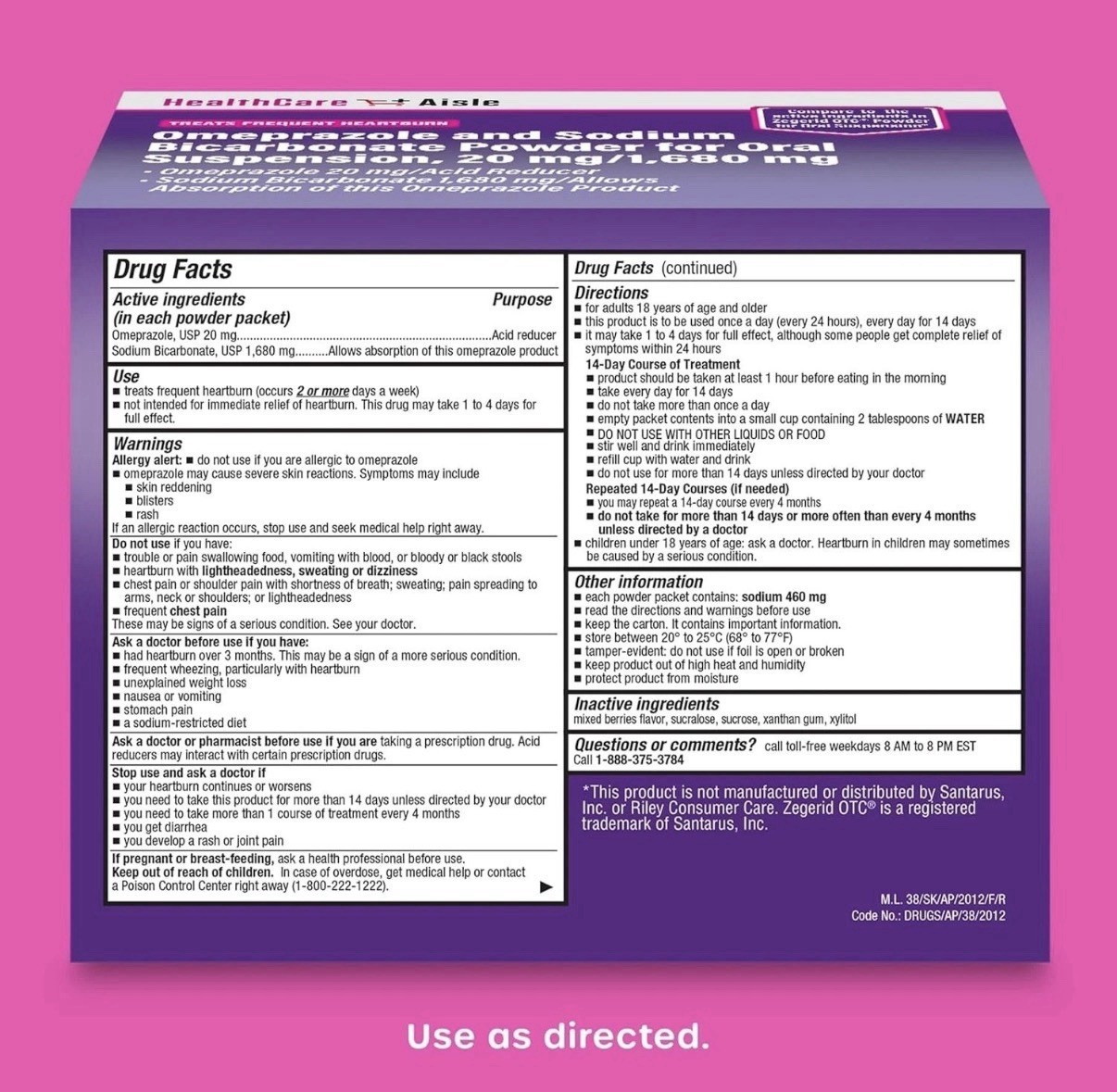 2x -Omeprazole Sodium Bicarbonate Powder 20 mg/1,680 mg 14-day Treatment Packets