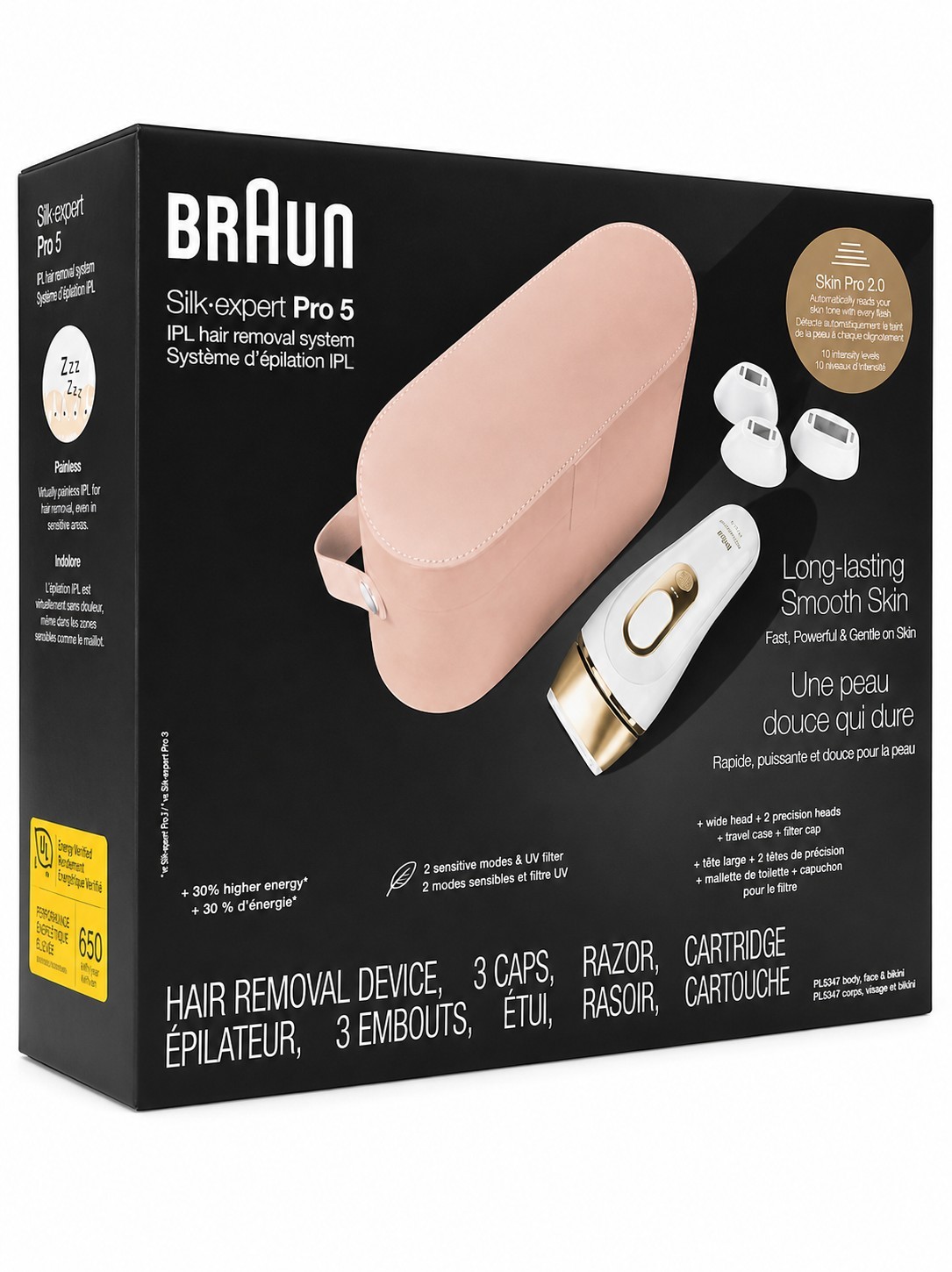 Braun Silk Expert Pro 5 IPL Hair Removal System PL5347 w/ Attachments & Case